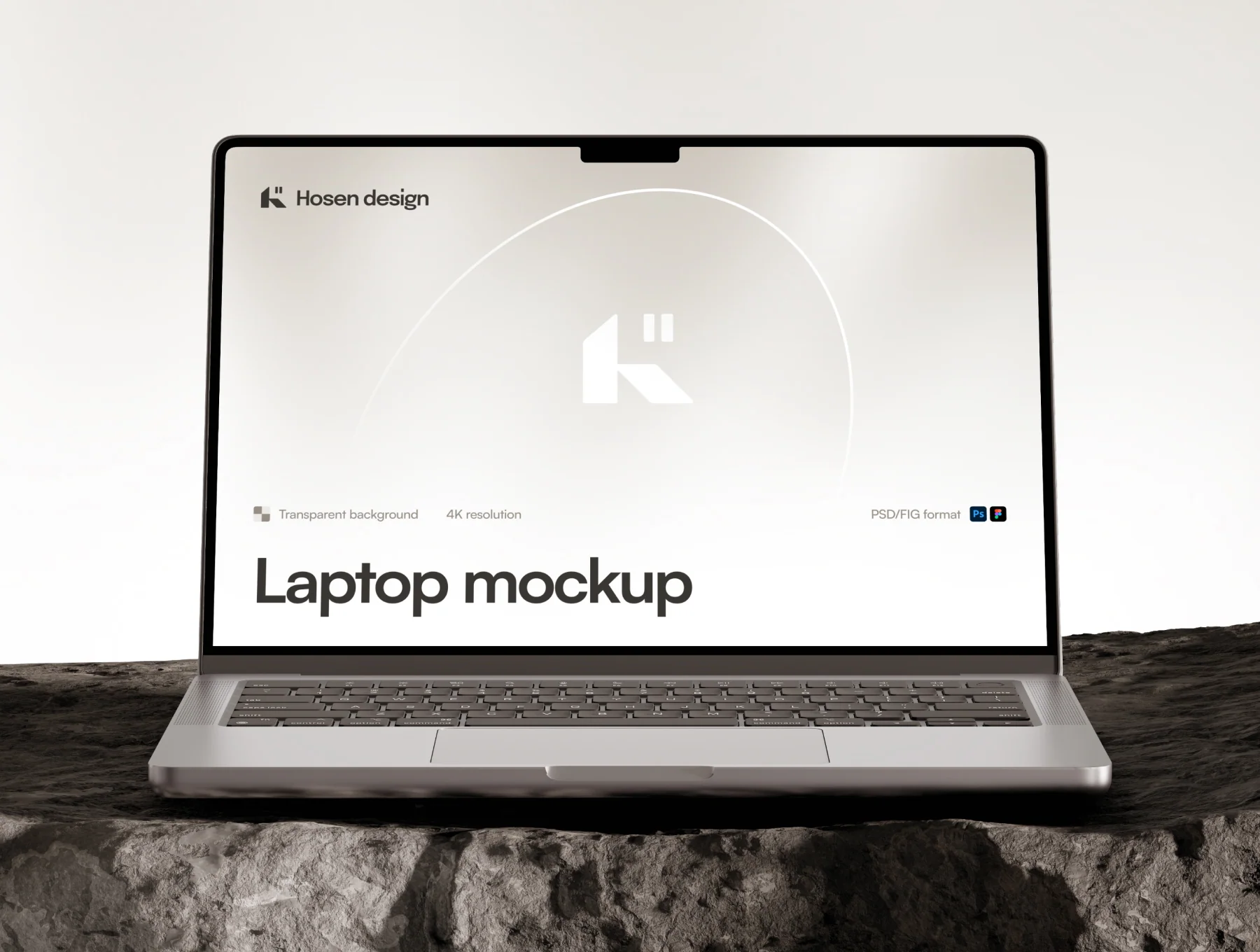 Laptop Mockup — Stone Scene 2