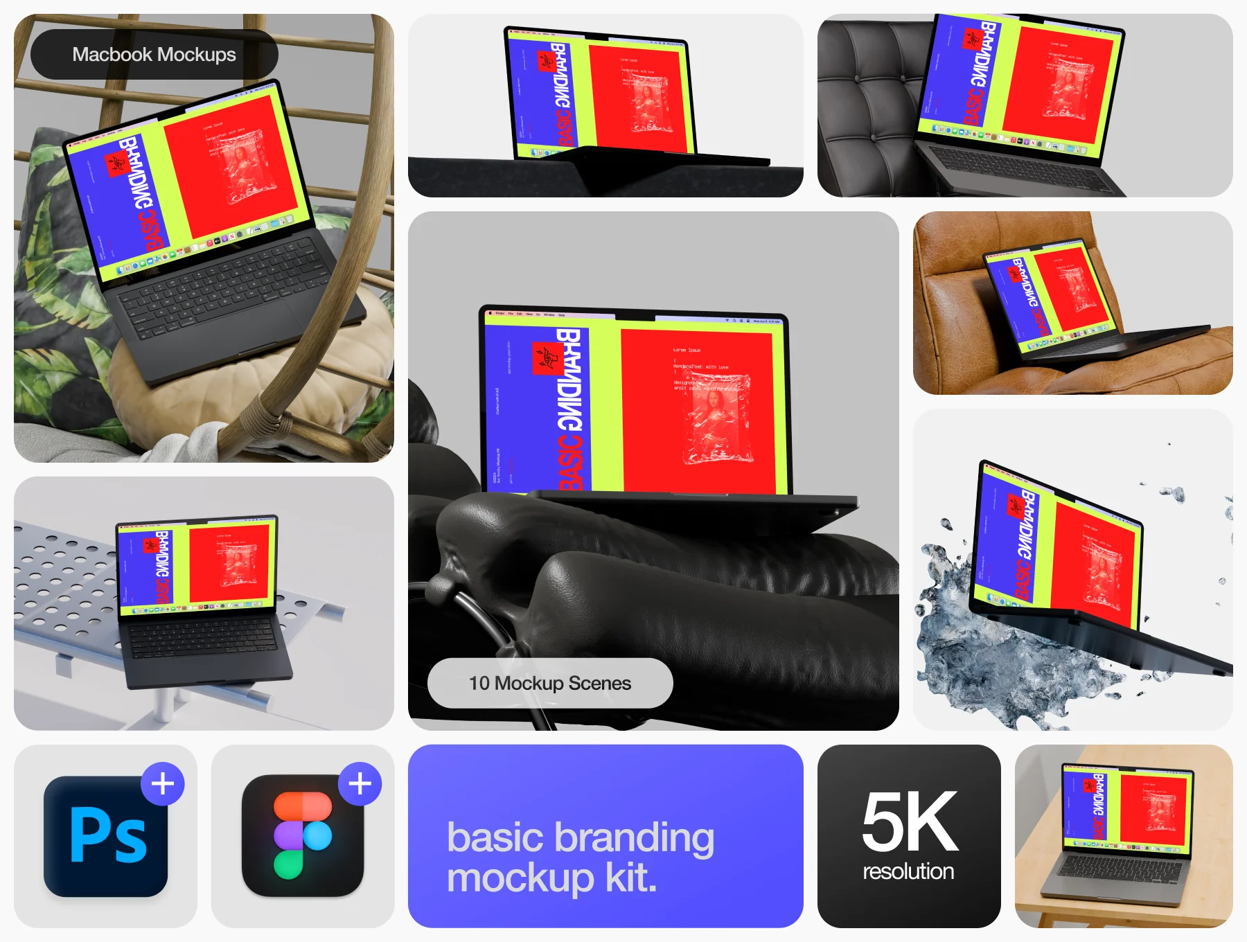 Macbook Pro Mockups - Basic Branding Mockup Kit