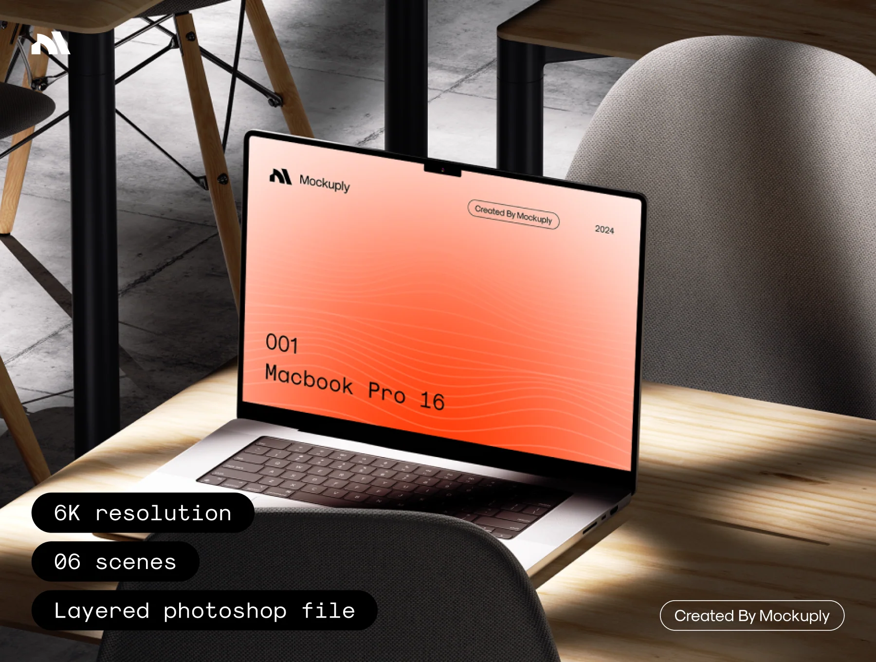Mockuply, Macbook pro 16 on chair