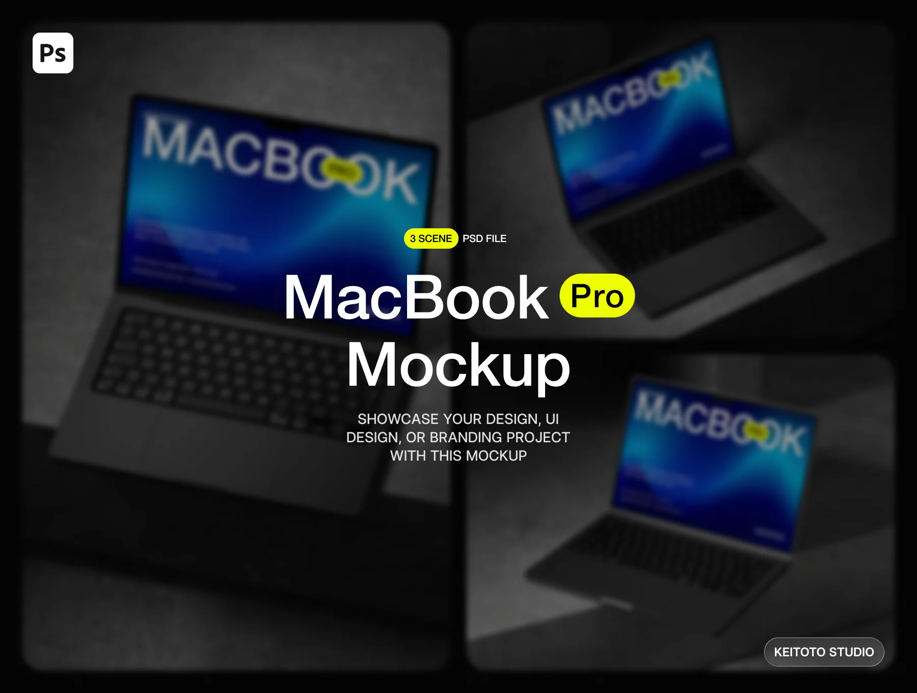 MacBook Pro Brutalist Concrete Mockup Set
