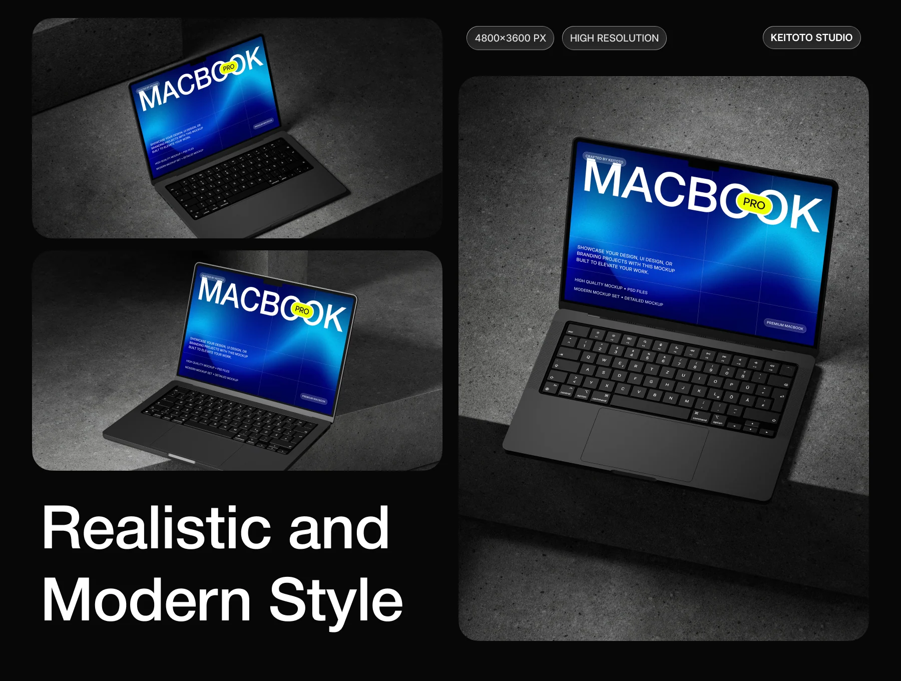 MacBook Pro Brutalist Concrete Mockup Set 2