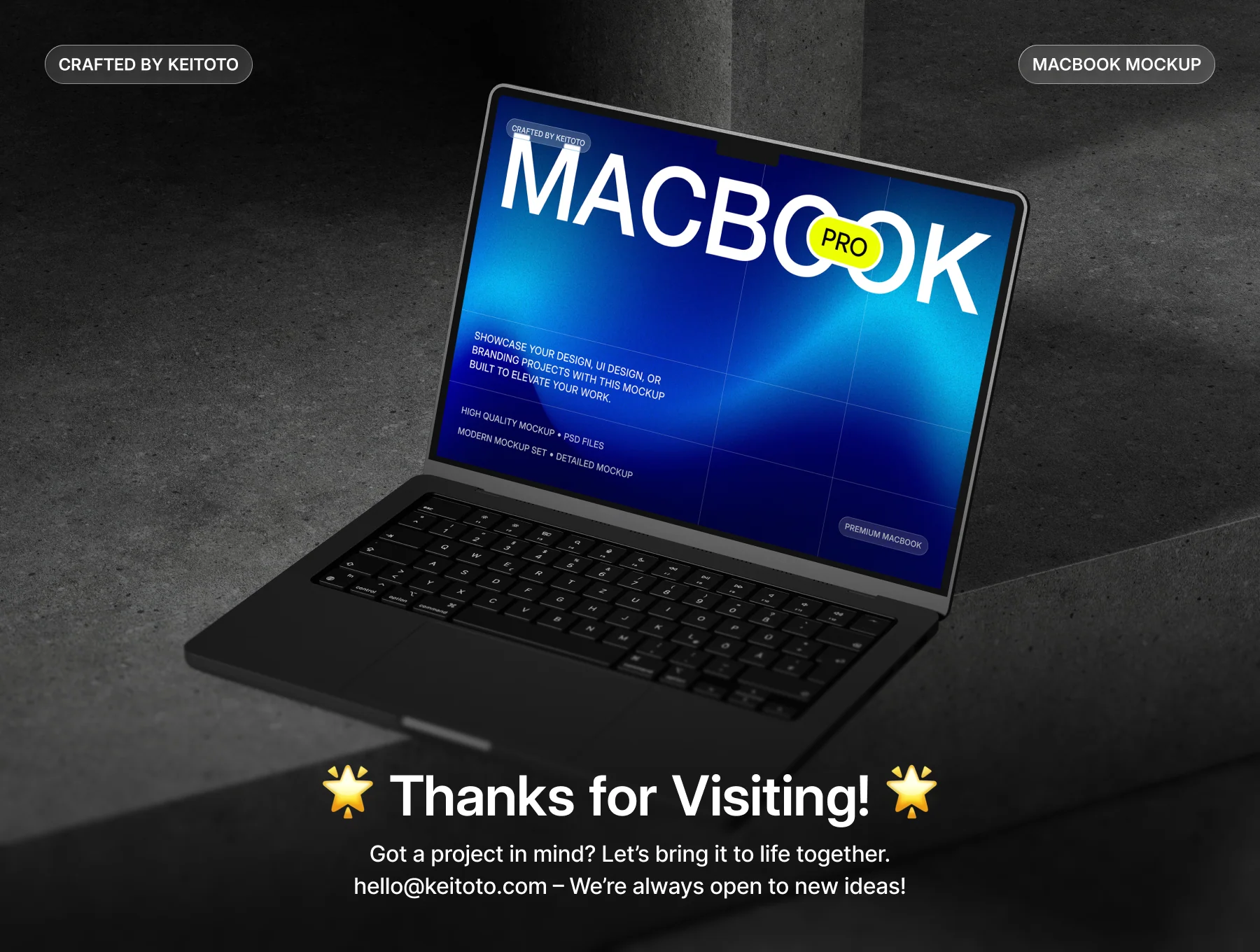 MacBook Pro Brutalist Concrete Mockup Set 4