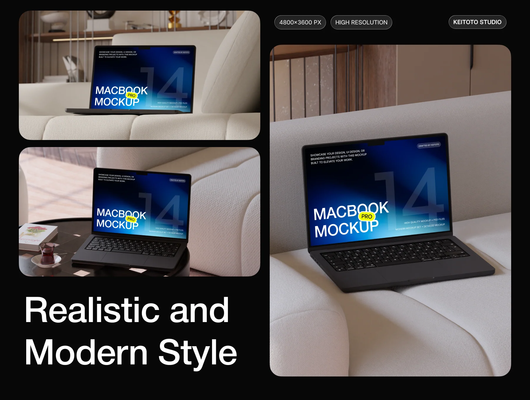 MacBook Pro Creative Home Studio Mockup Set 2