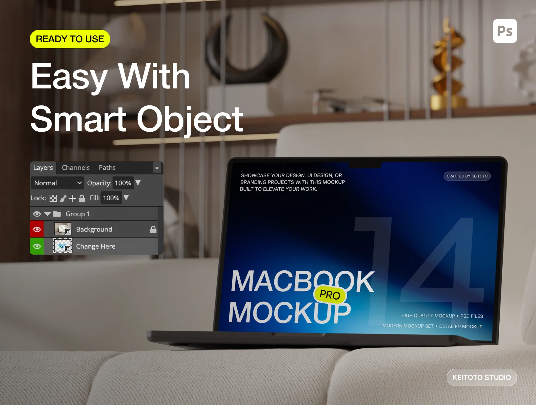 MacBook Pro Creative Home Studio Mockup Set 3