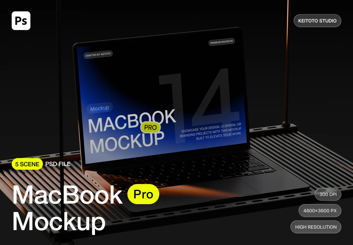MacBook Pro Industrial Stage Mockup Set