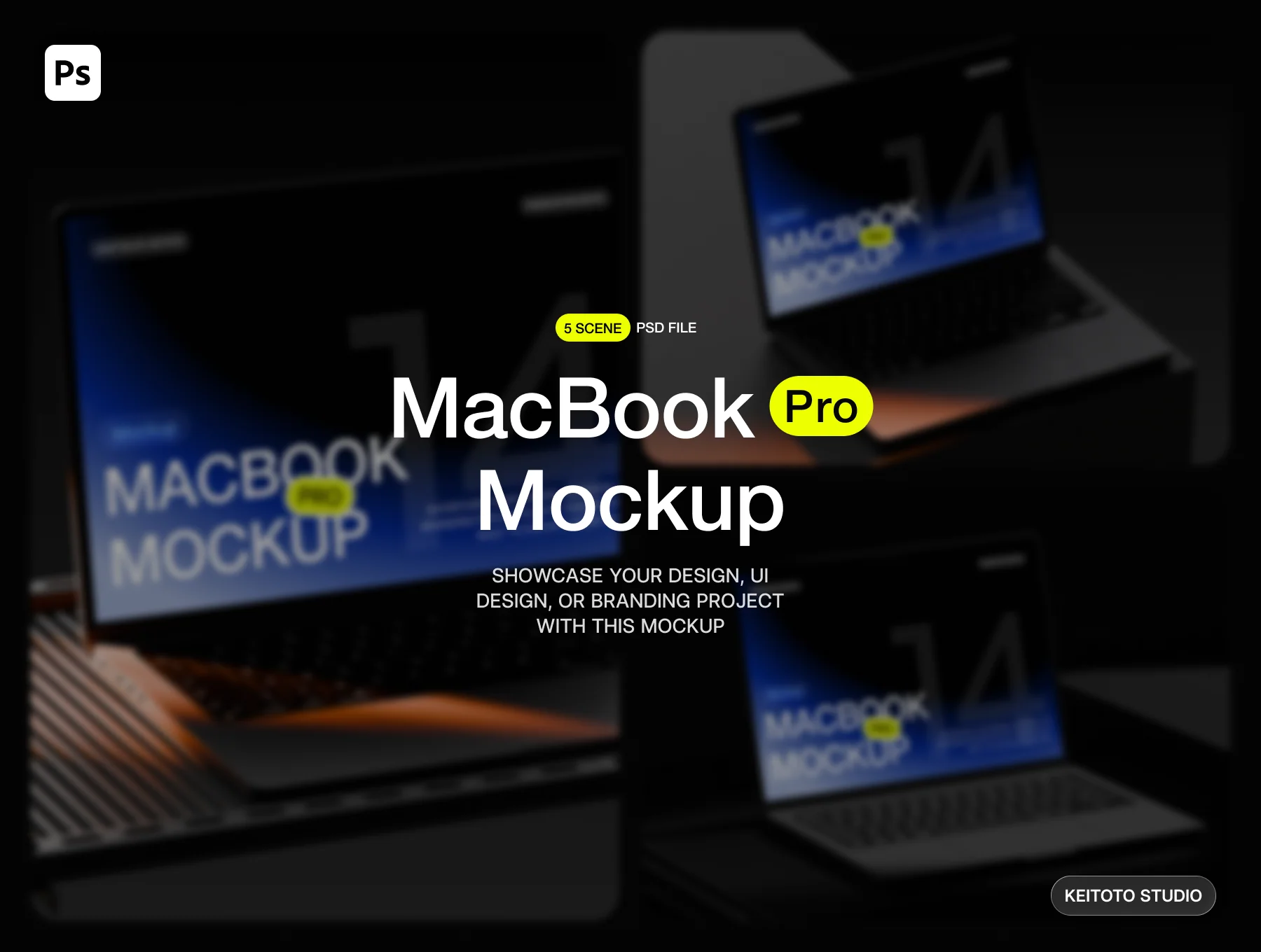 MacBook Pro Industrial Stage Mockup Set