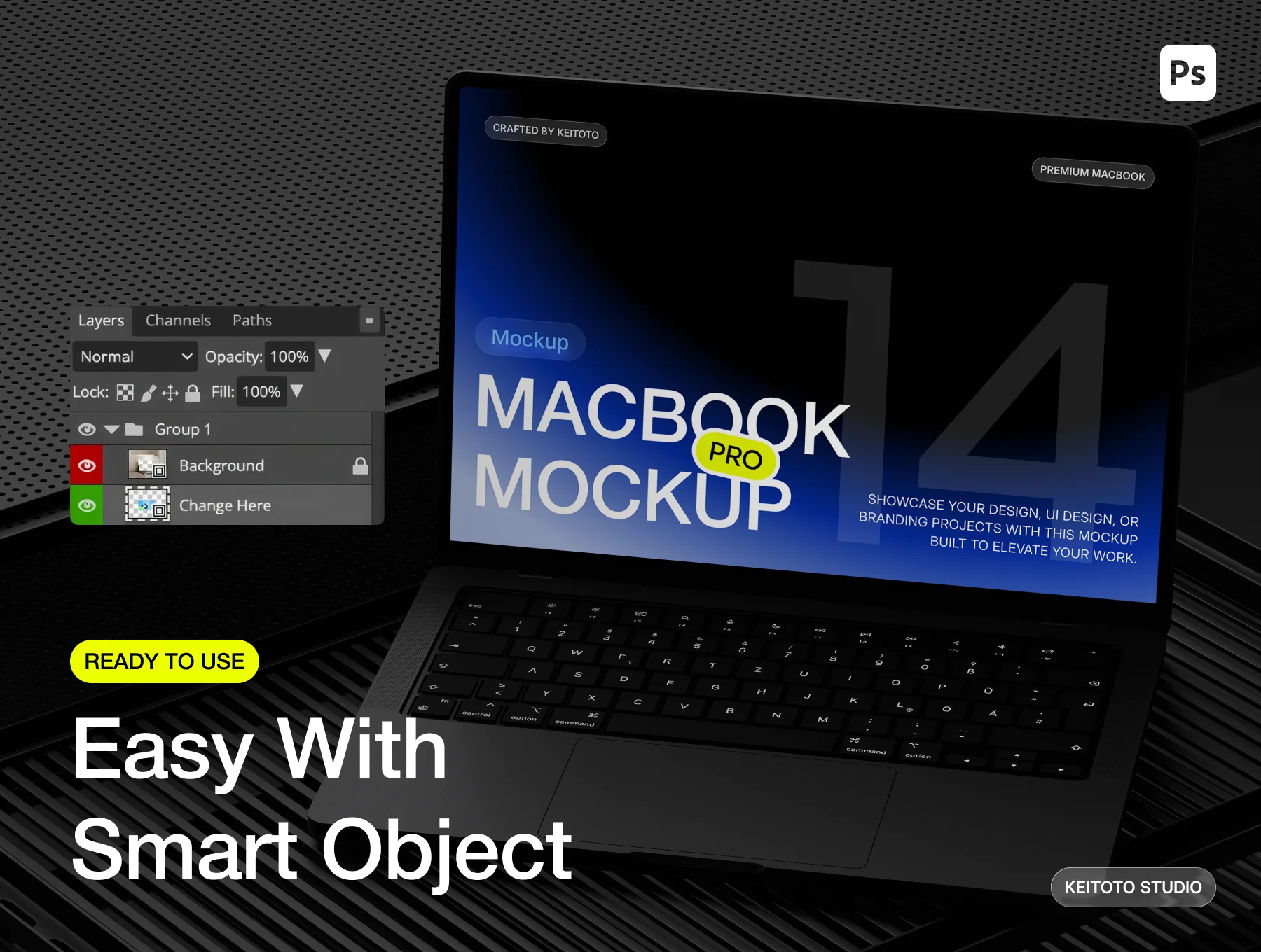 MacBook Pro Industrial Stage Mockup Set 3