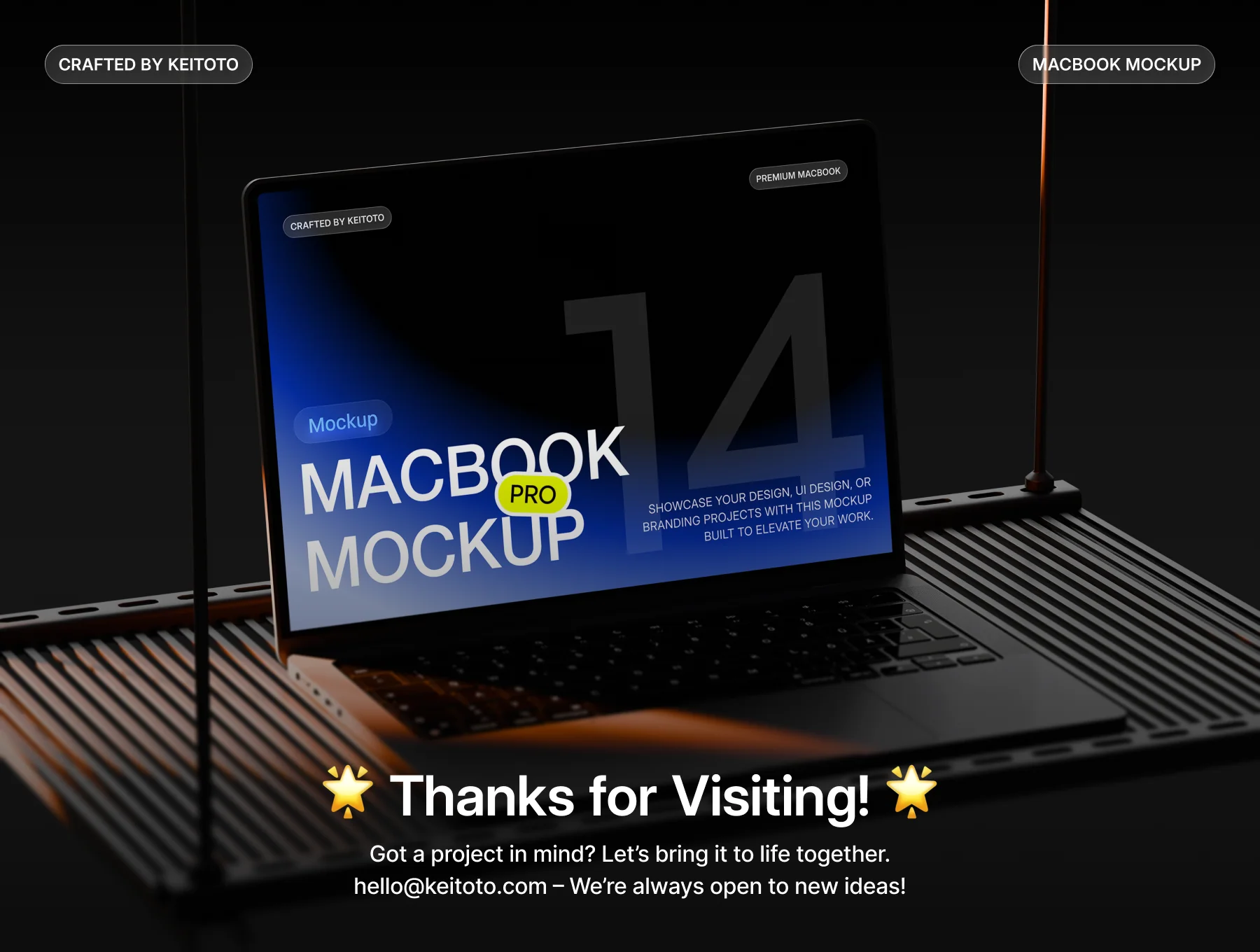 MacBook Pro Industrial Stage Mockup Set 4