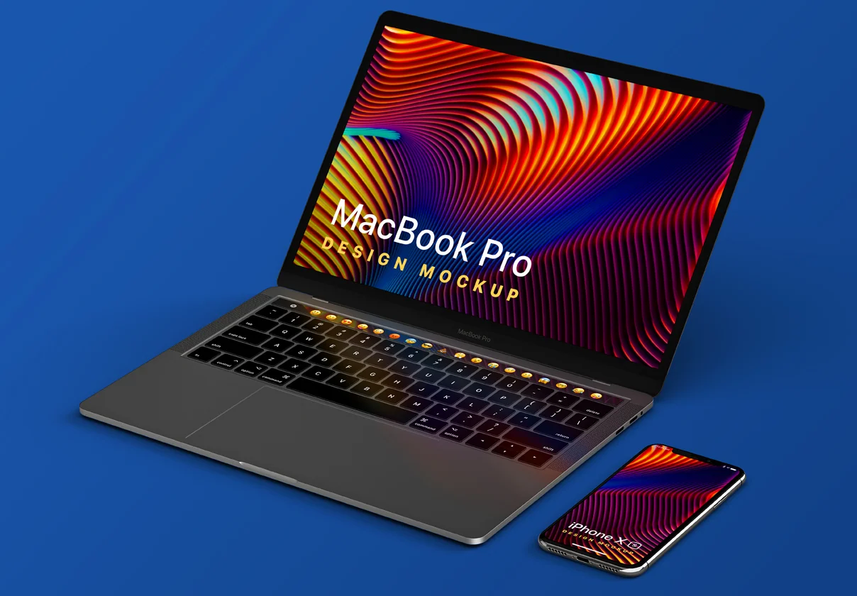 MacBook Pro & iPhone XS Design Mockup 2