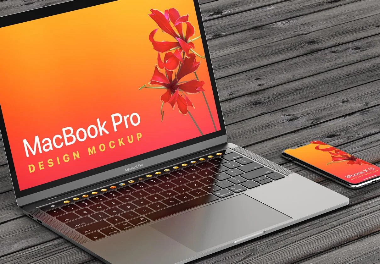 MacBook Pro & iPhone XS Design Mockup
