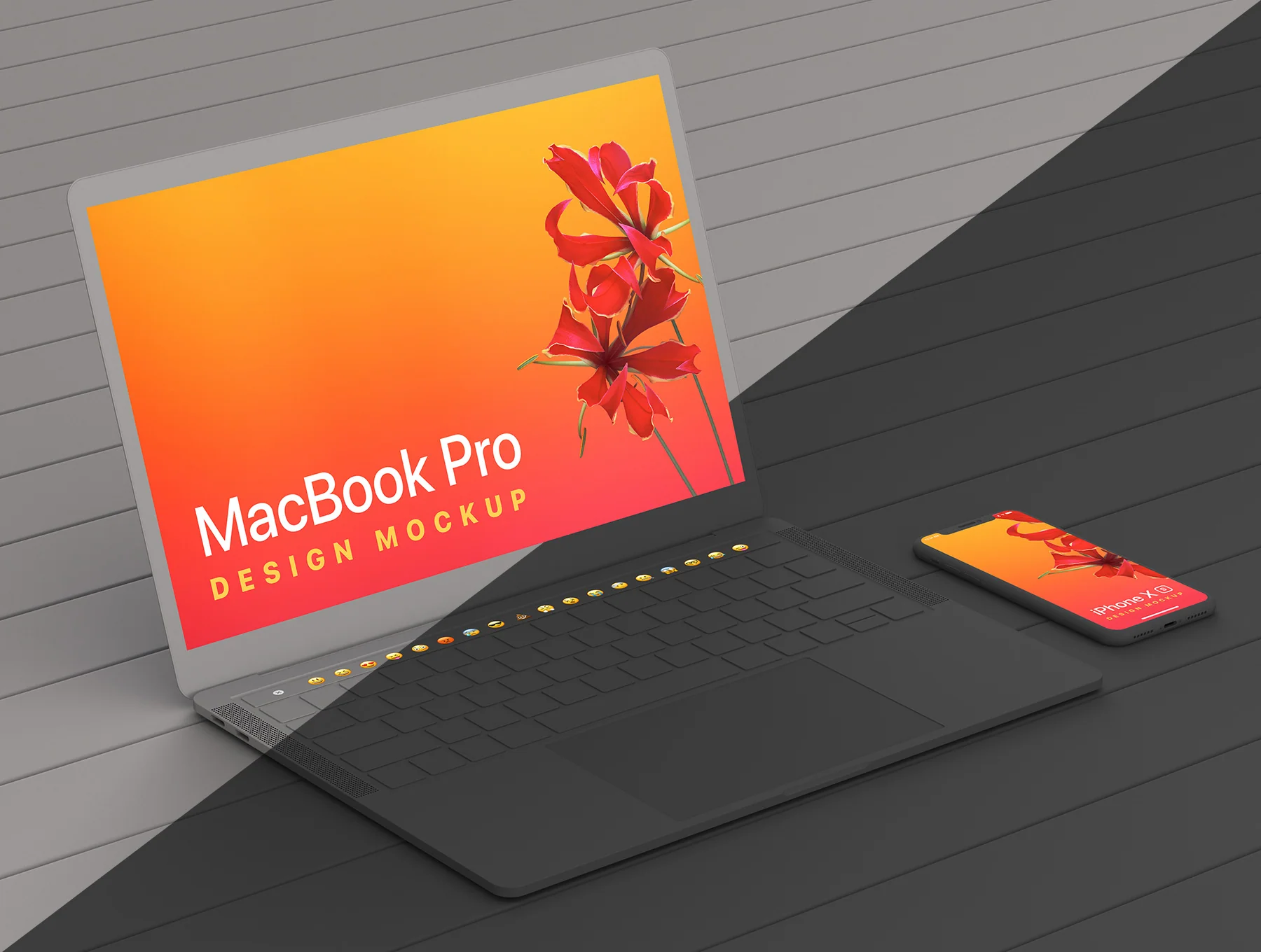 MacBook Pro & iPhone XS Design Mockup 2