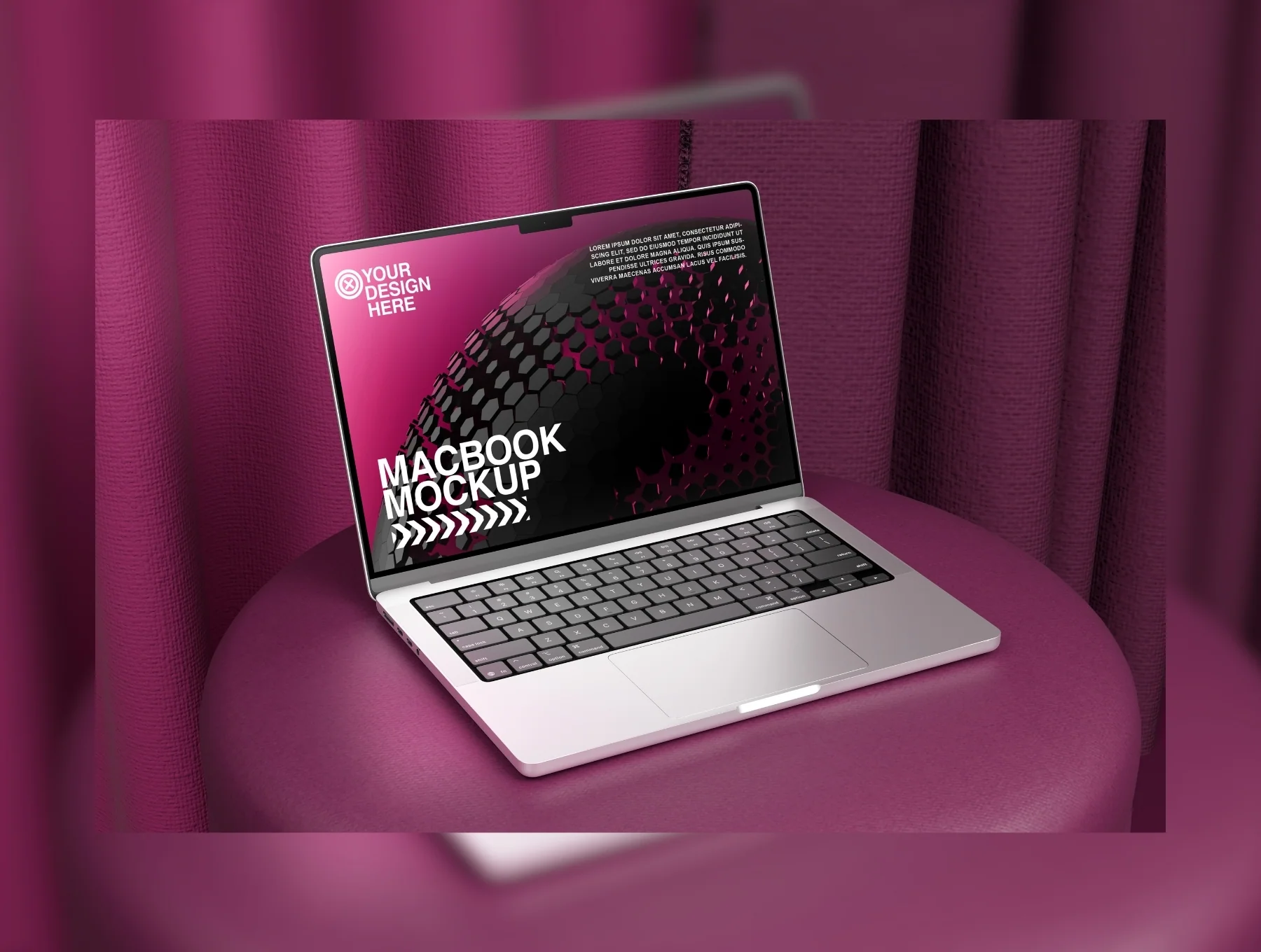 Macbook Pro M5 Laptop Mockup - Studio Curtain Series 2
