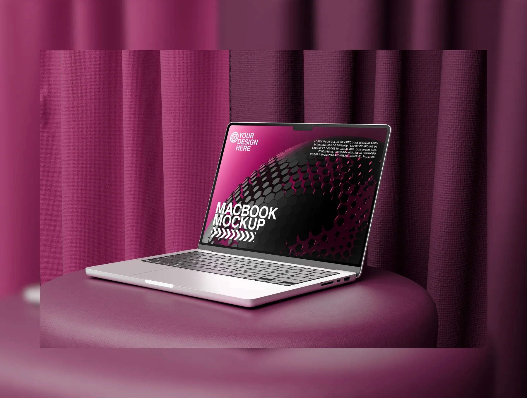 Macbook Pro M5 Laptop Mockup - Studio Curtain Series 3