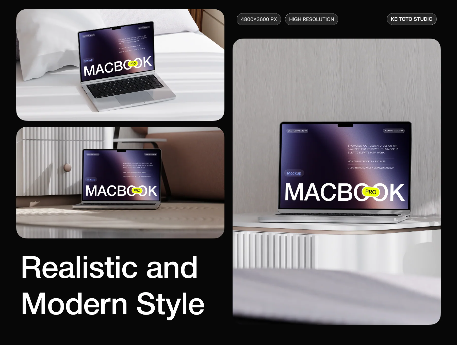 MacBook Pro M5 Mockup Bright Minimal Interior Scene 2