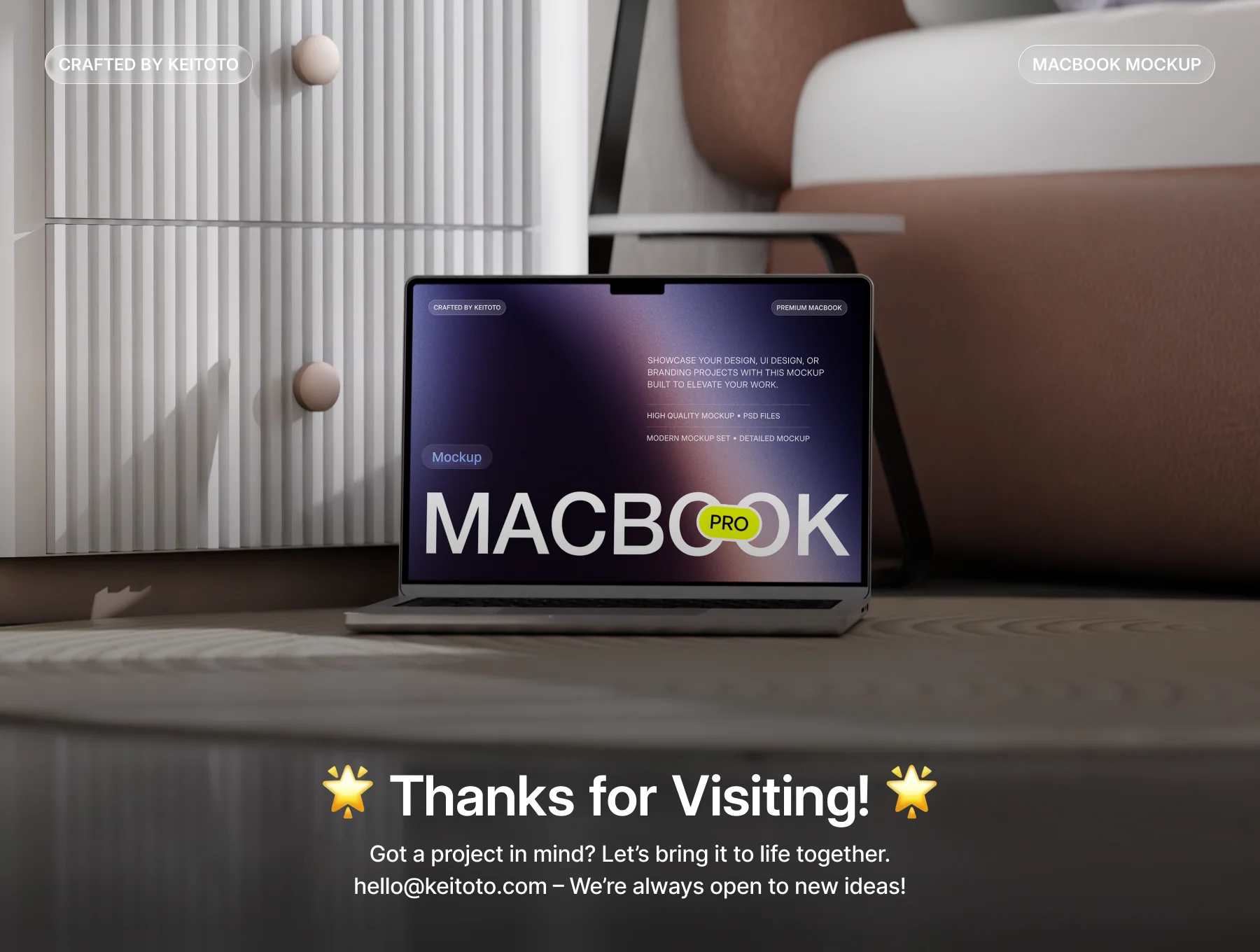 MacBook Pro M5 Mockup Bright Minimal Interior Scene 4