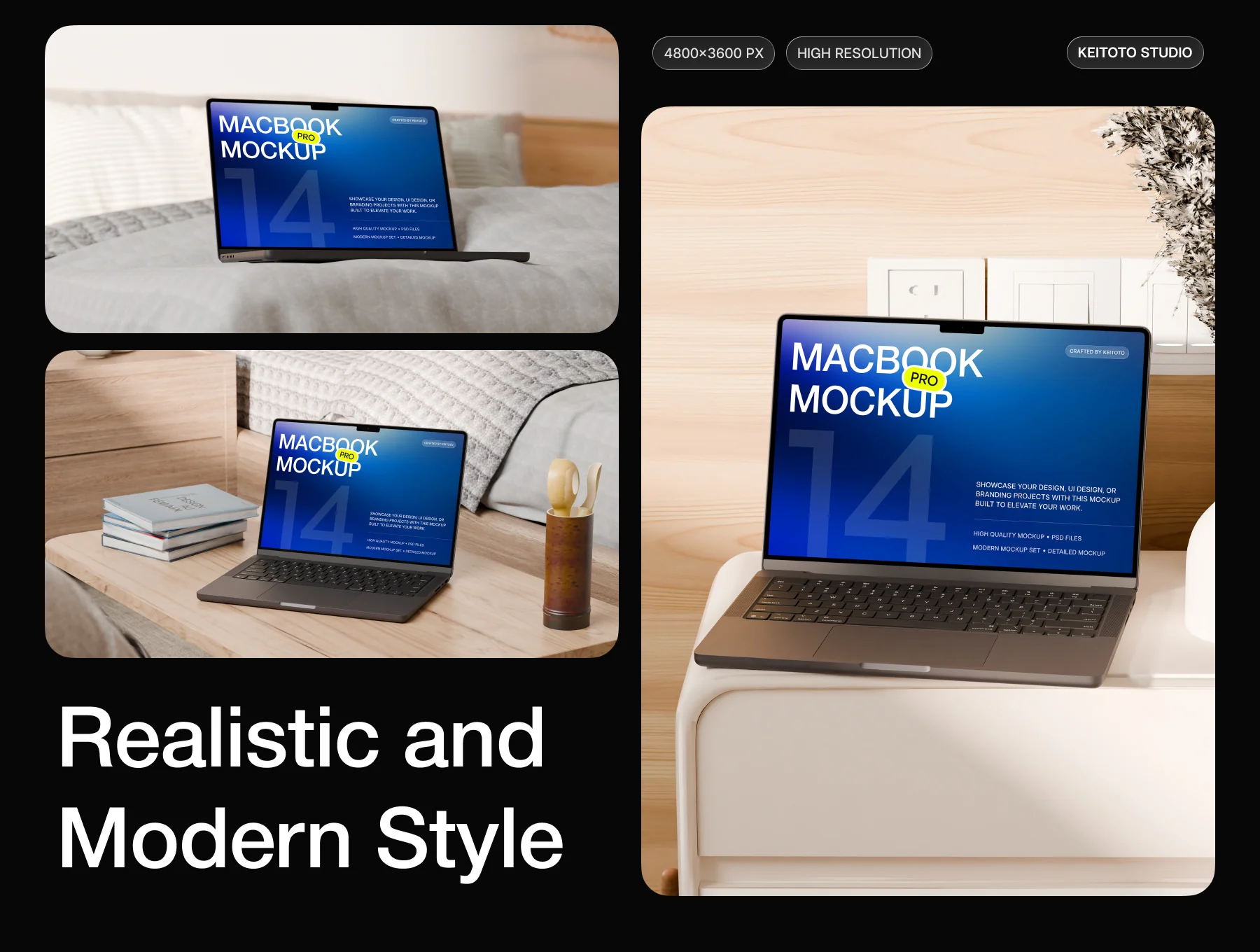 MacBook Pro M5 Mockup High Resolution Cozy Room Scene 2