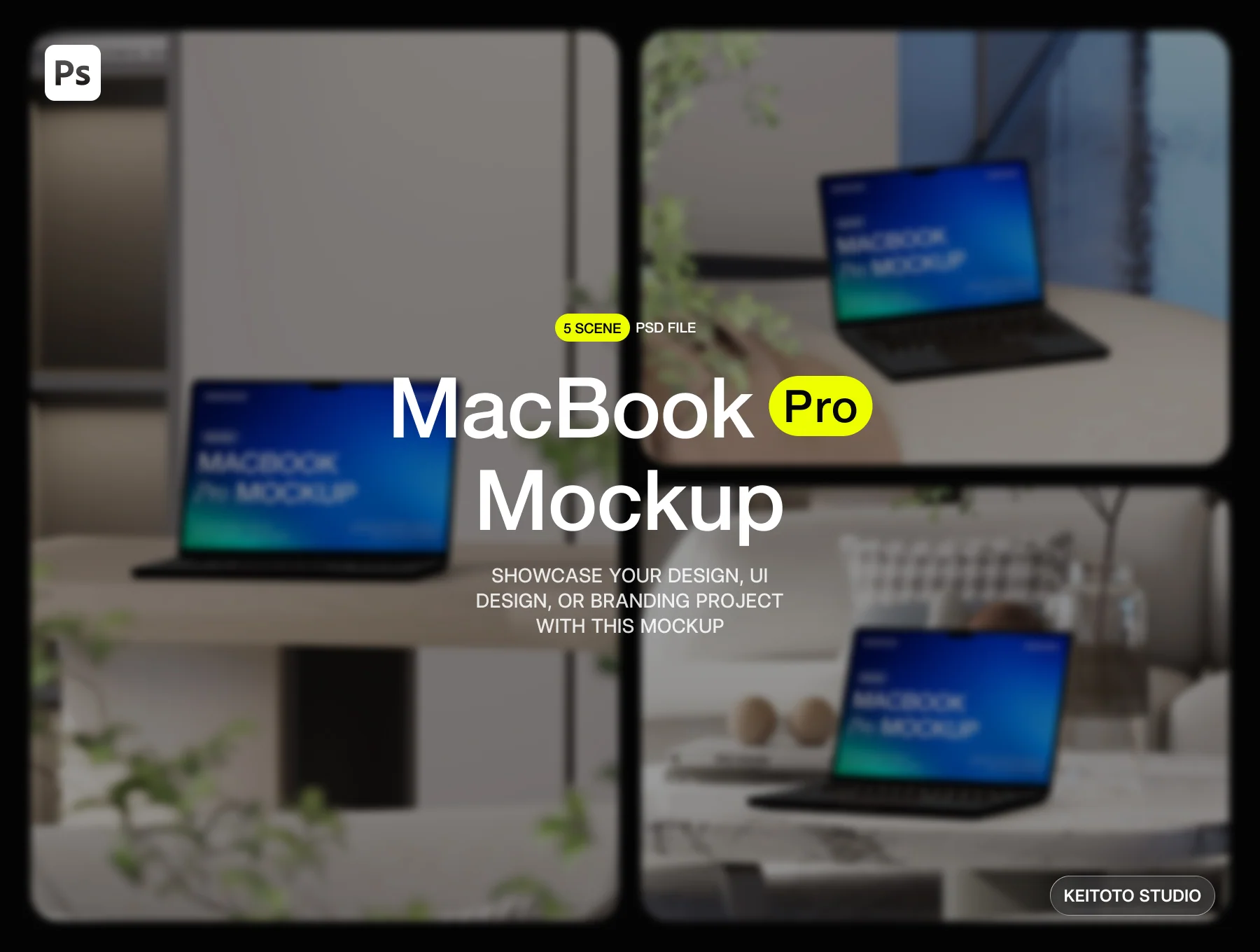 MacBook Pro M5 Mockup Modern Interior Setup