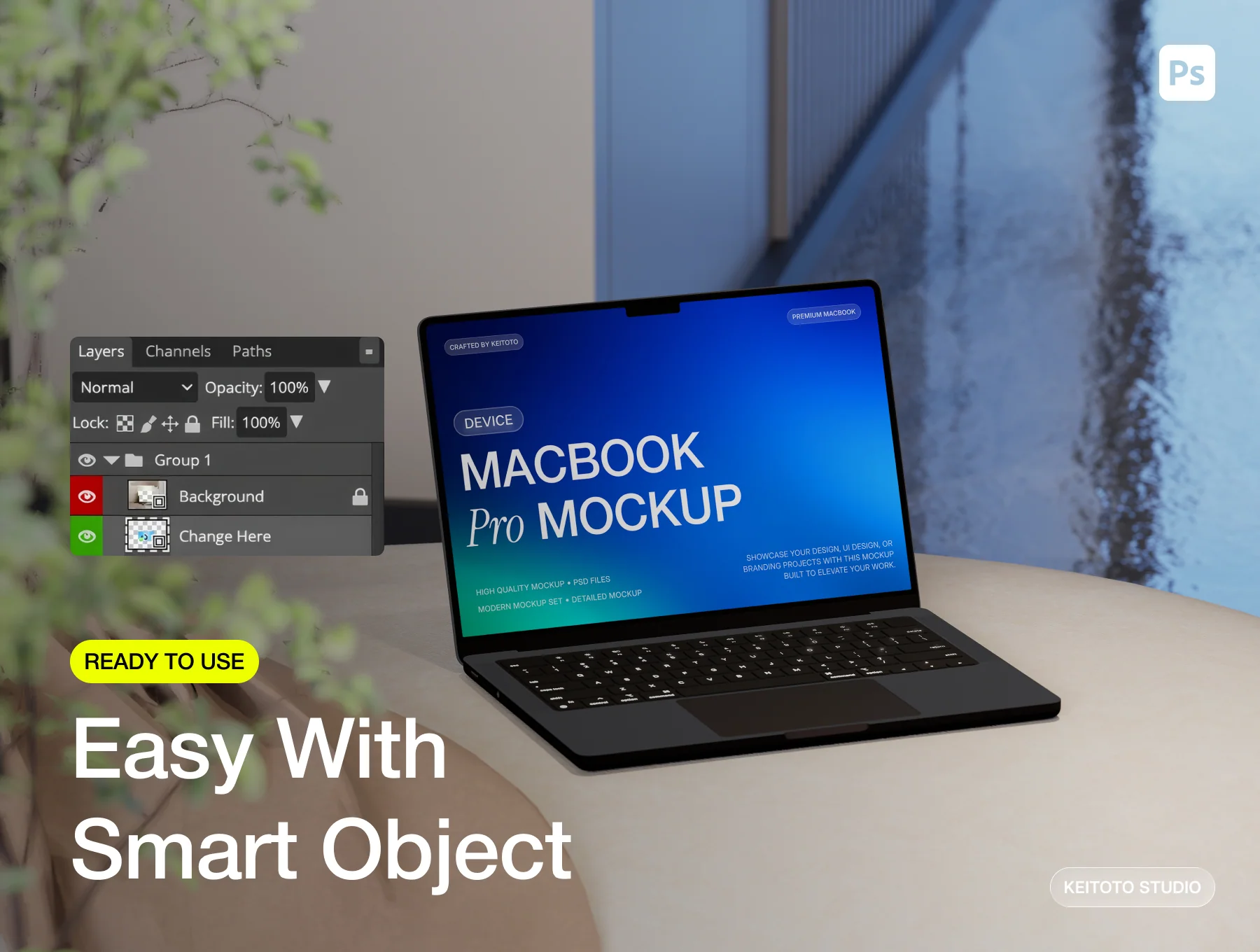 MacBook Pro M5 Mockup Modern Interior Setup 3