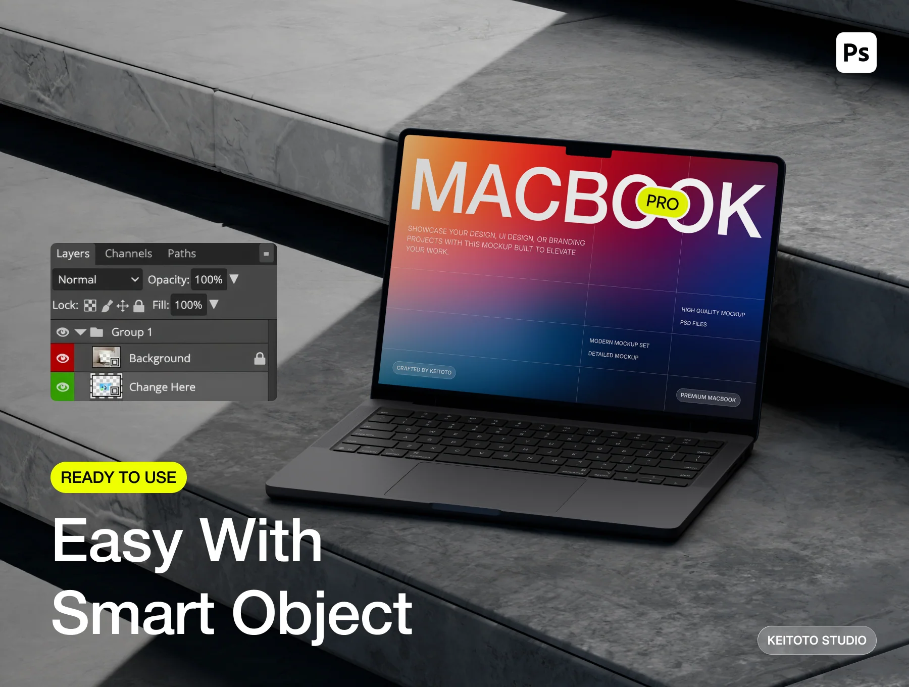 MacBook Pro M5 Mockup Realistic Dark Interior Workspace 3