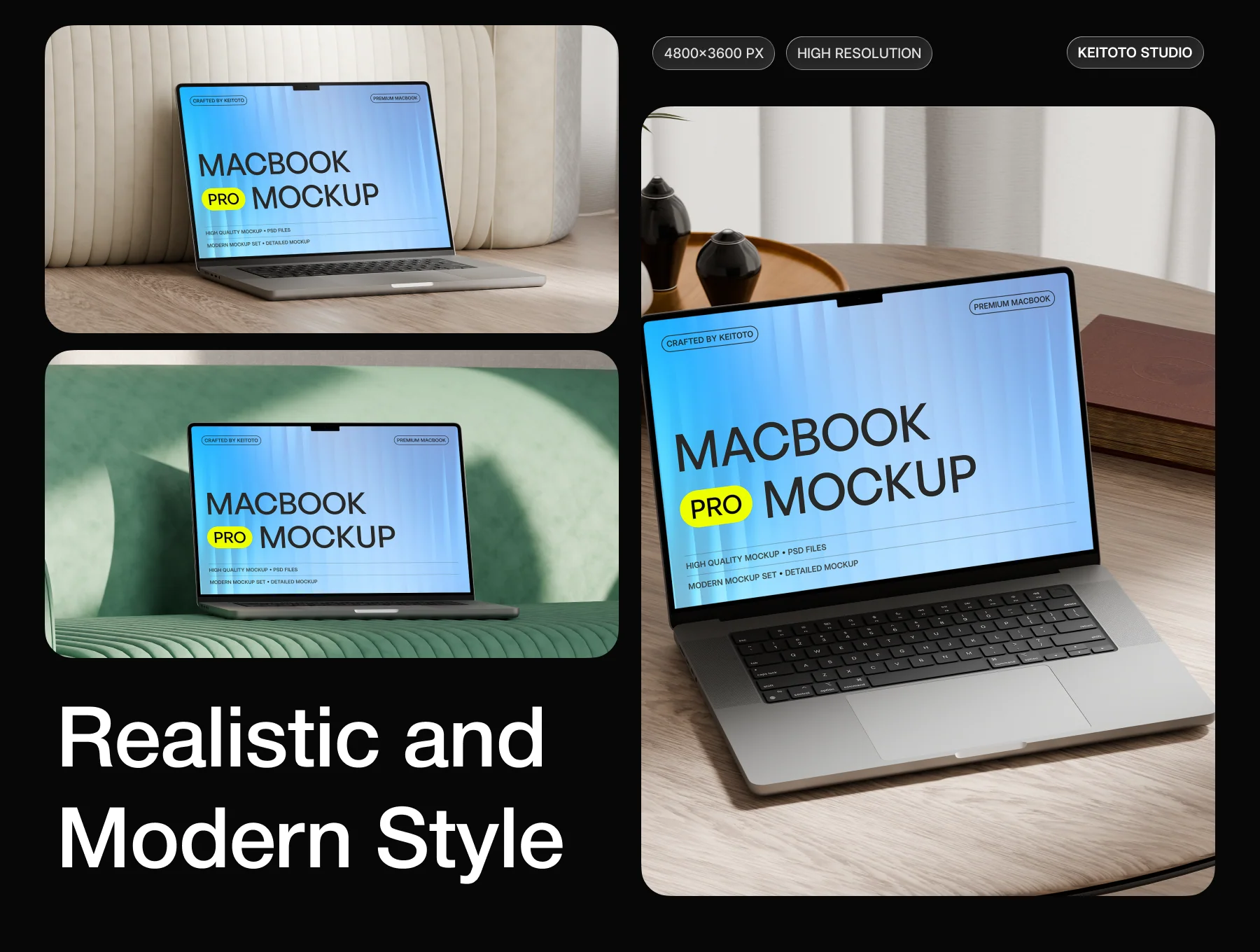 MacBook Pro Mockup Realistic Interior Scenes 2