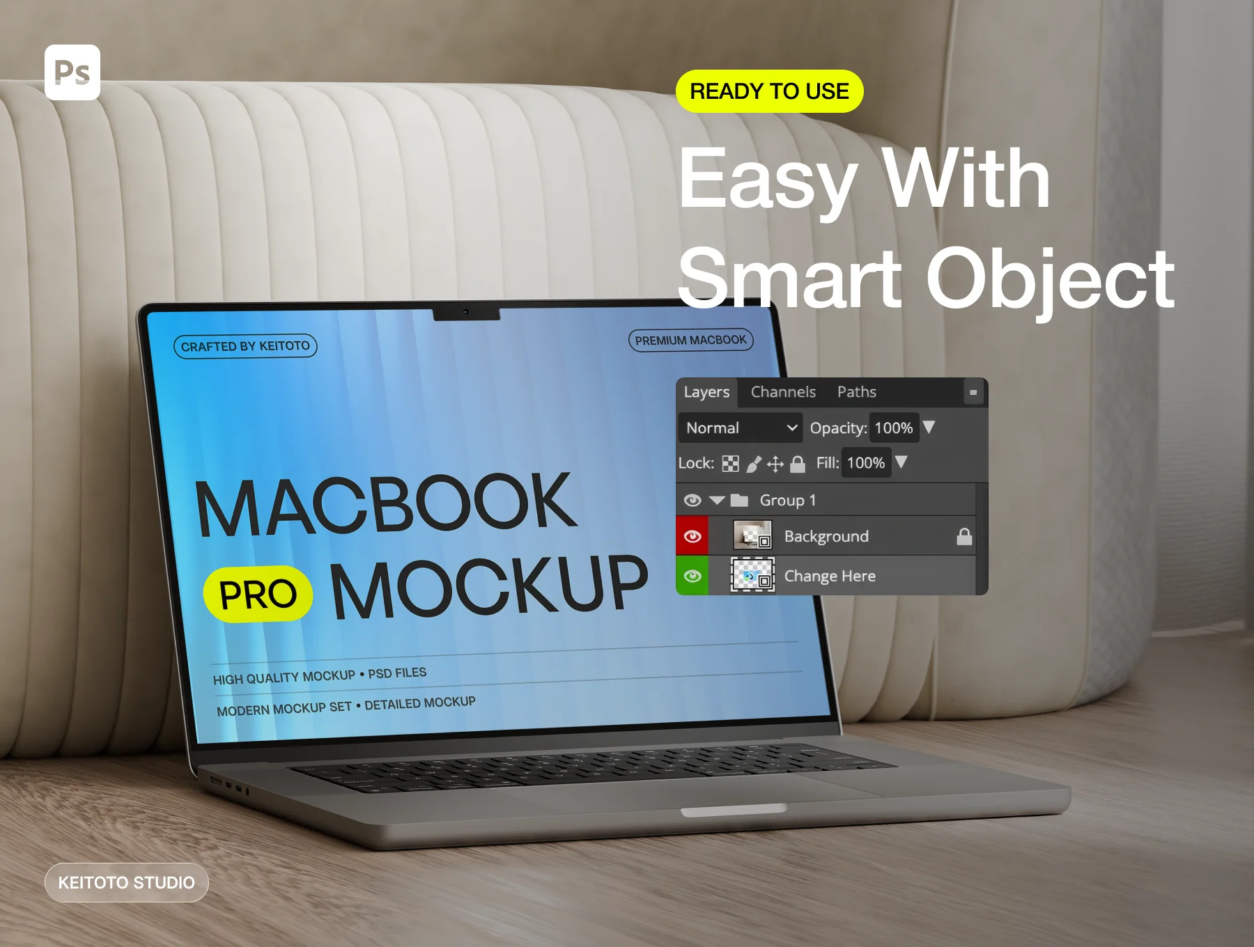 MacBook Pro Mockup Realistic Interior Scenes 3