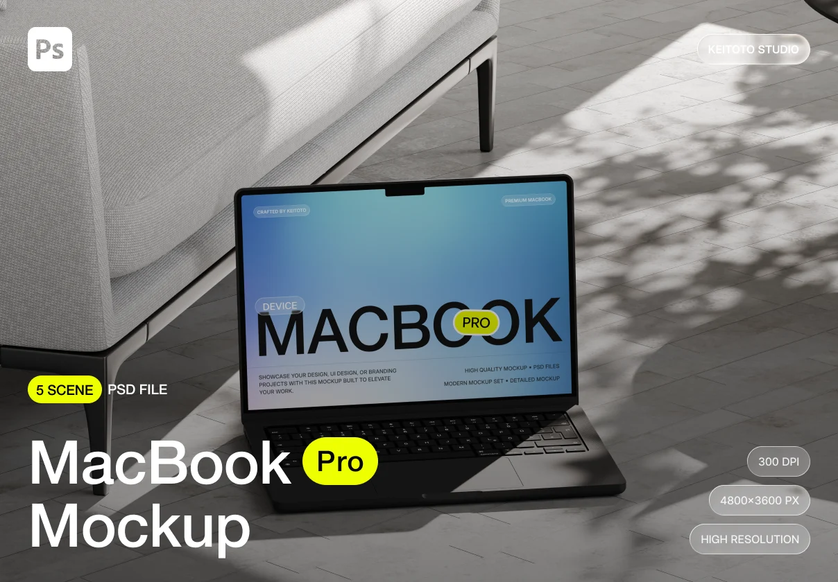 MacBook Pro Quiet Interior Mockup