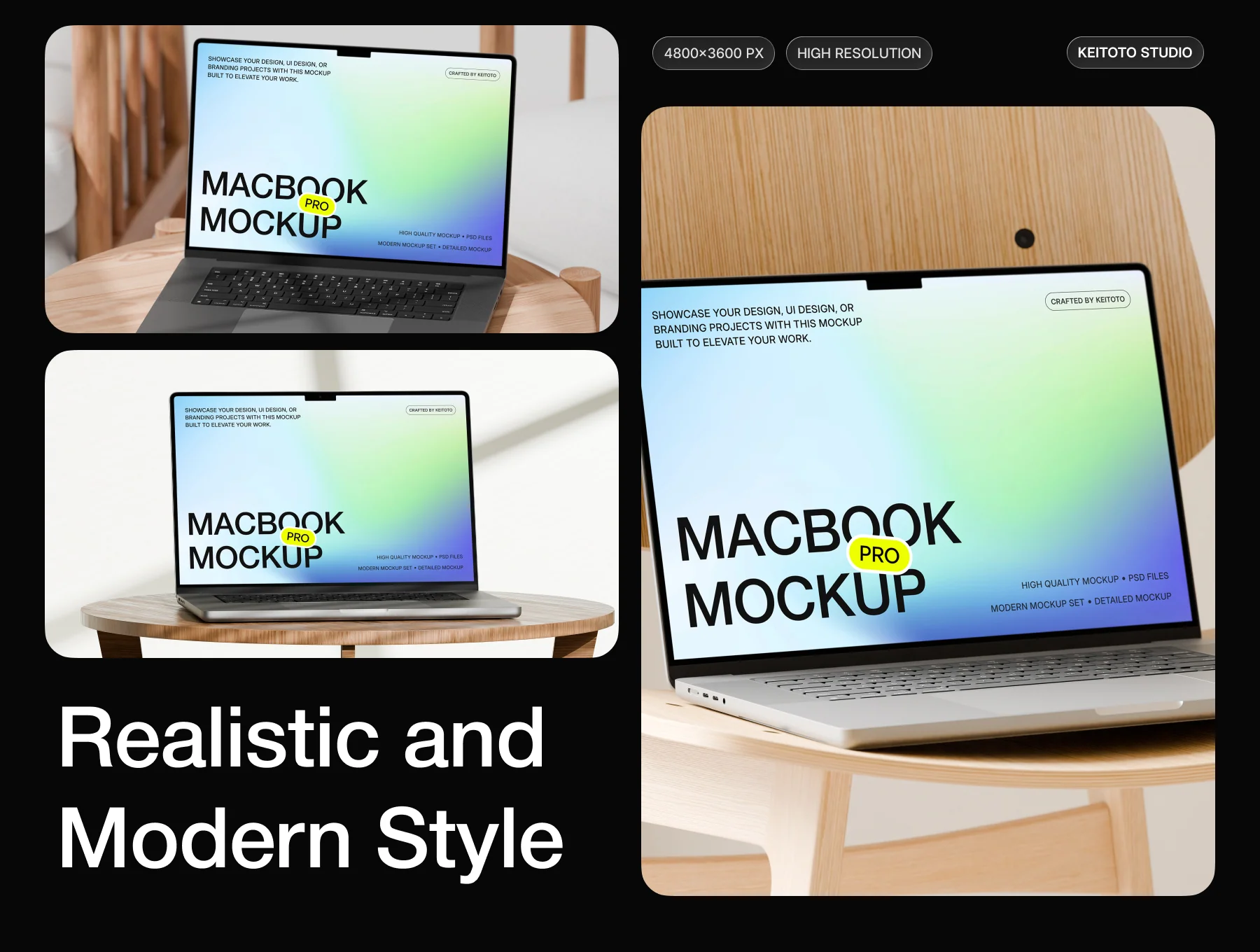 MacBook Pro Airy Desk Scene Mockup