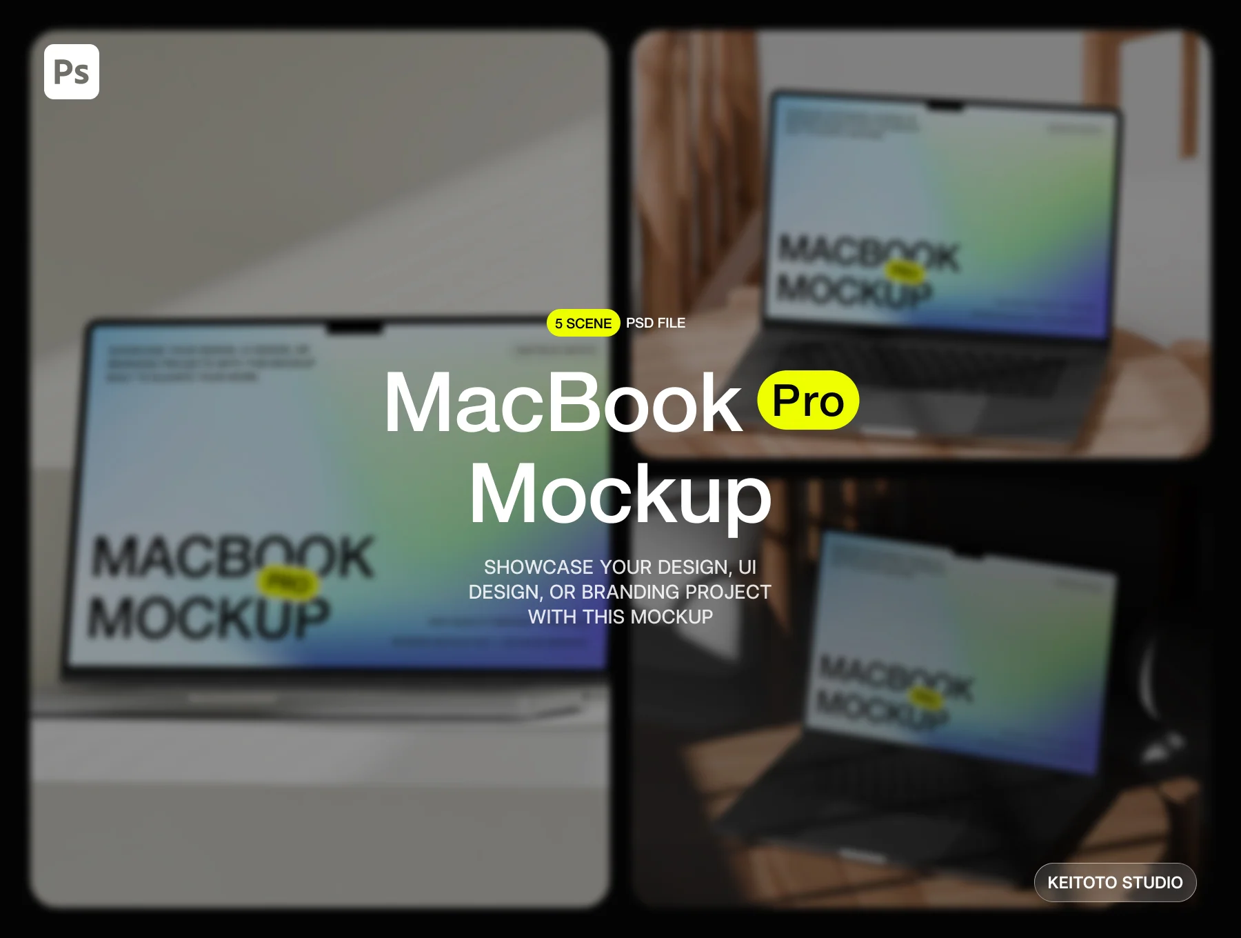 MacBook Pro Airy Desk Scene Mockup 2