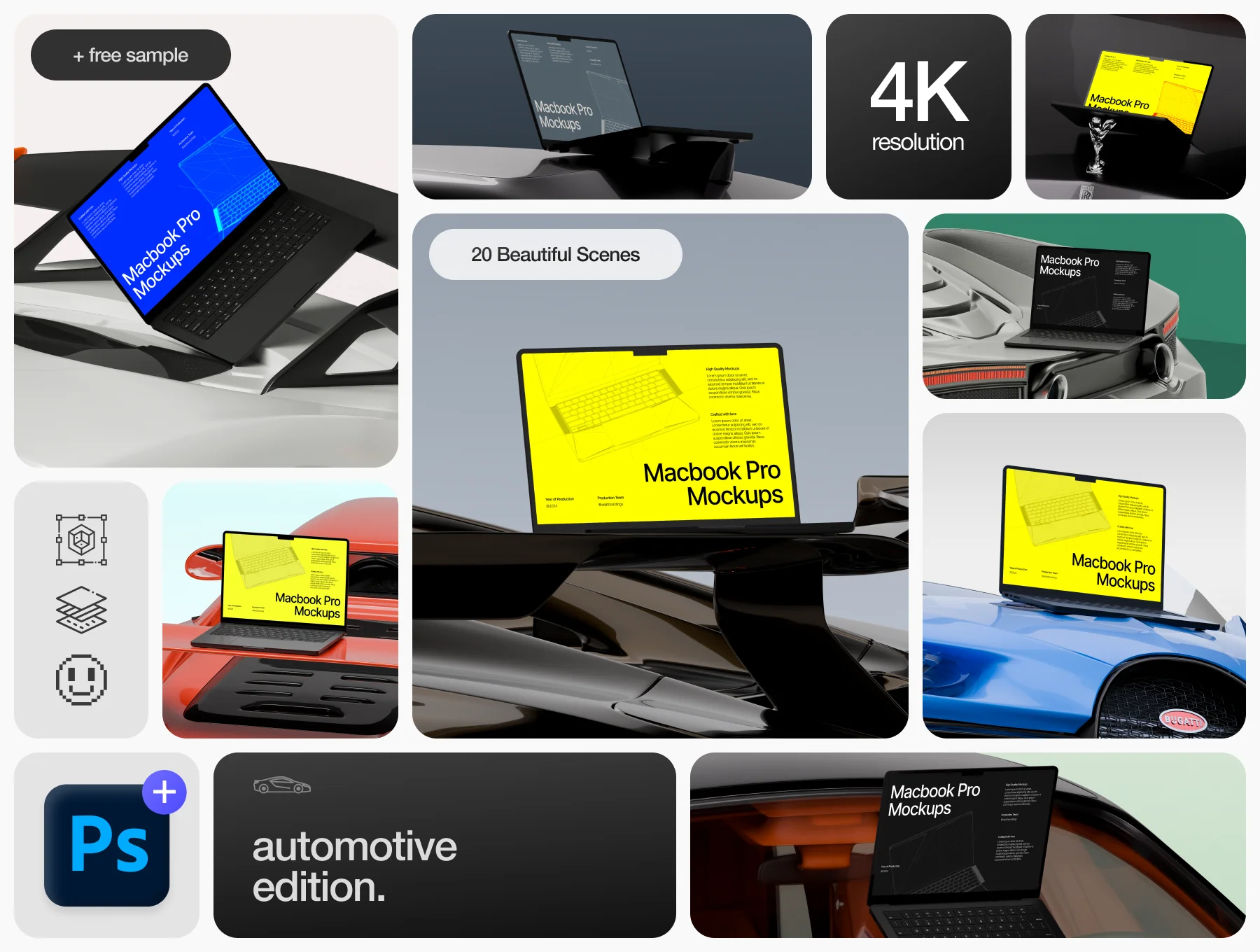 Macbook Pro Mockups: Automotive Edition