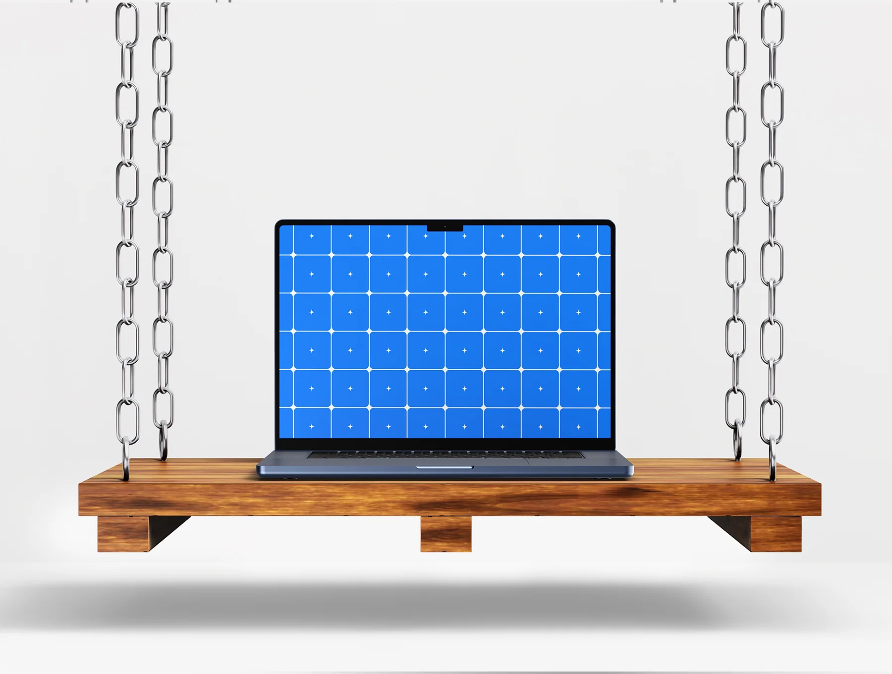 Macbook Pro Screen Mockup Set on Wooden Swing - 03 Scene 2