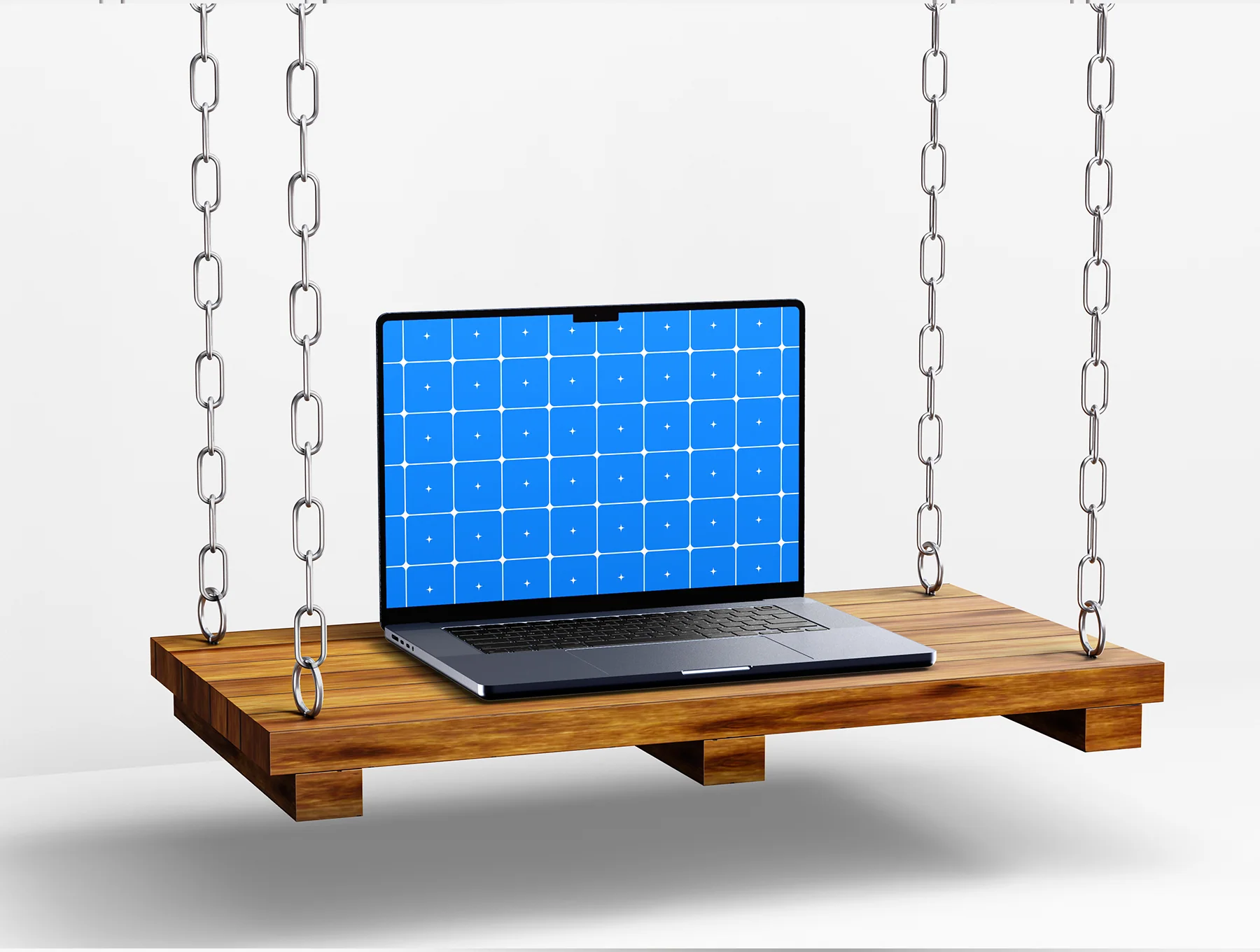 Macbook Pro Screen Mockup Set on Wooden Swing - 03 Scene 3