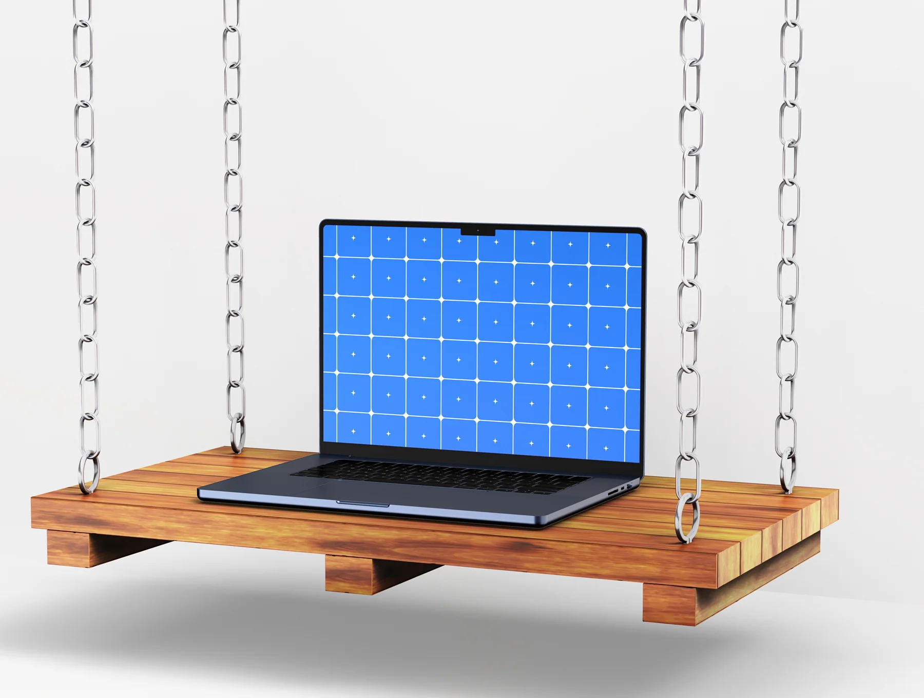 Macbook Pro Screen Mockup Set on Wooden Swing - 03 Scene 6