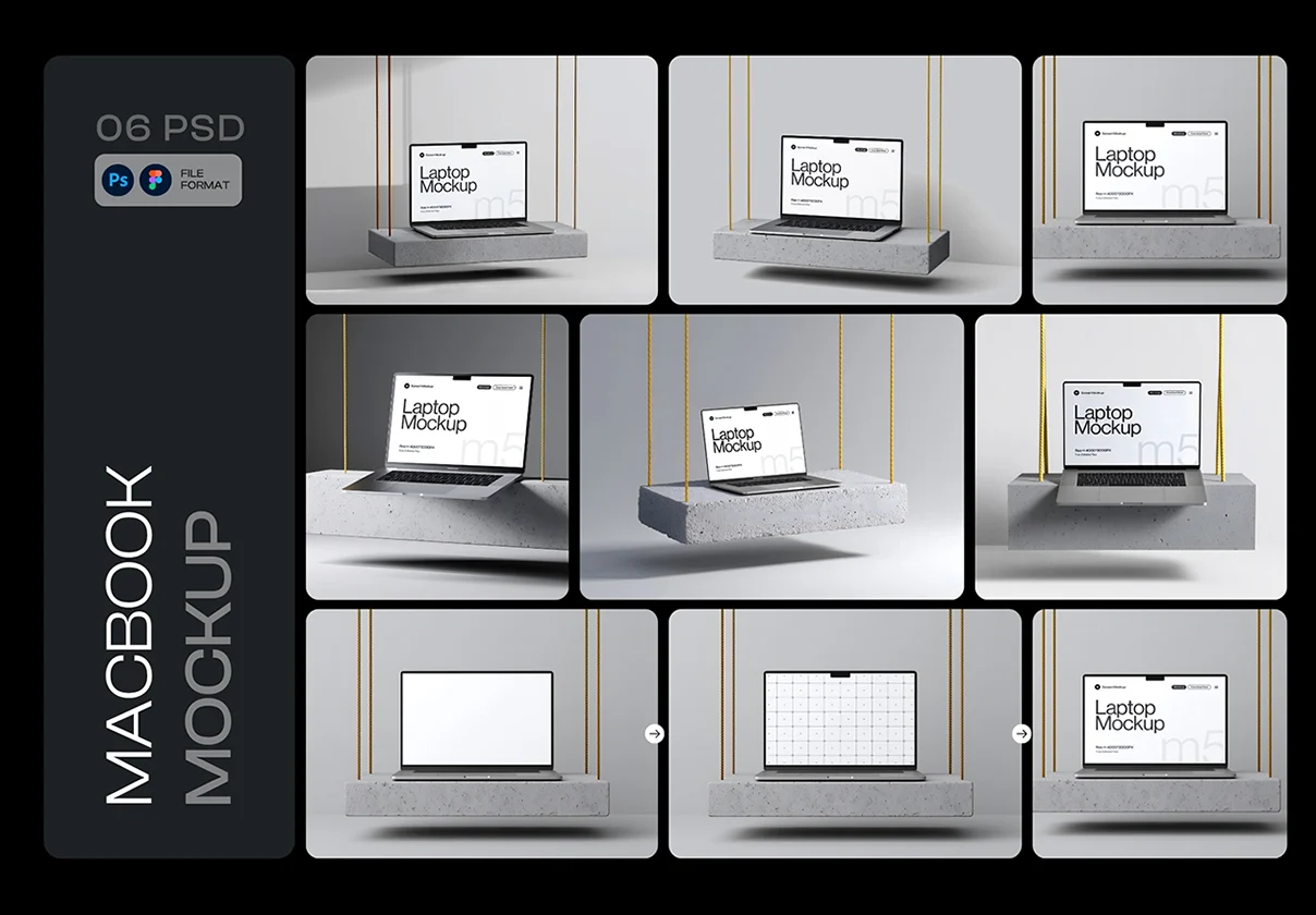 Macbook Screen Mockup Set - 06 Unique Scene