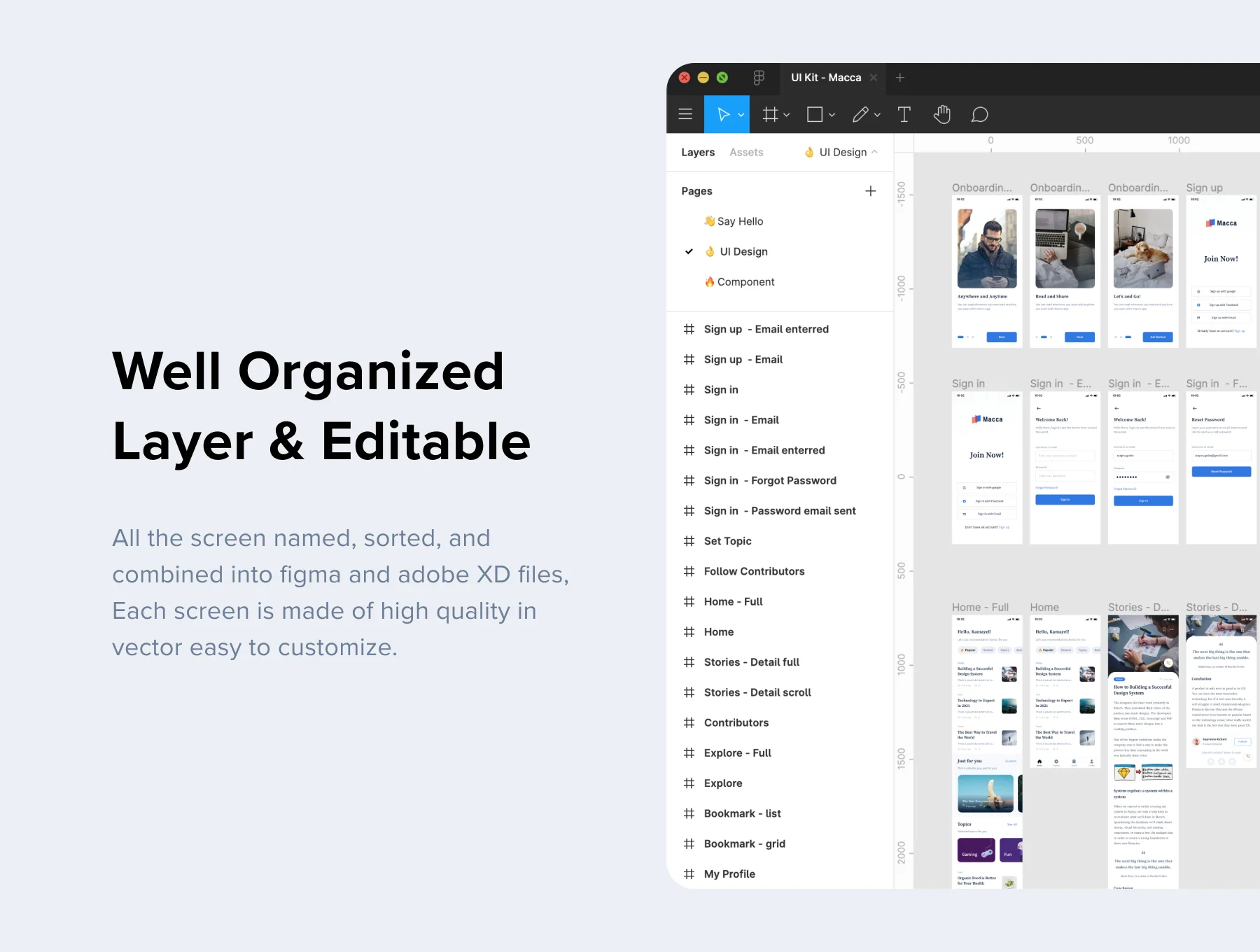 Macca - article & blog app UI Kit 4