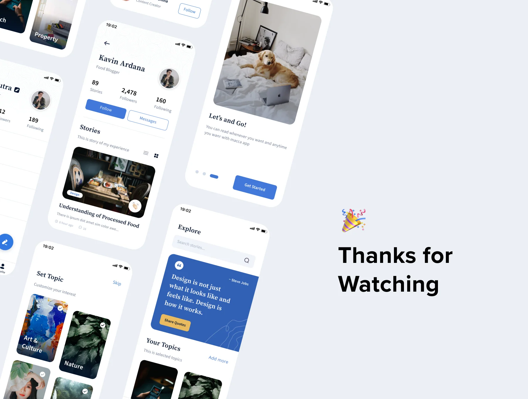 Macca - article & blog app UI Kit 6