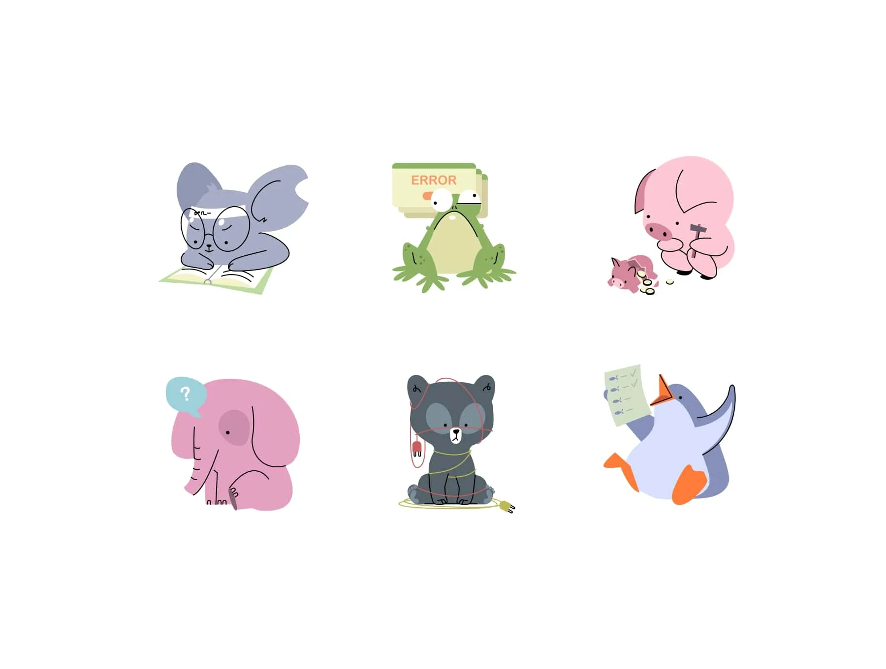 Friendly animals illustrations for Apps and Web 4