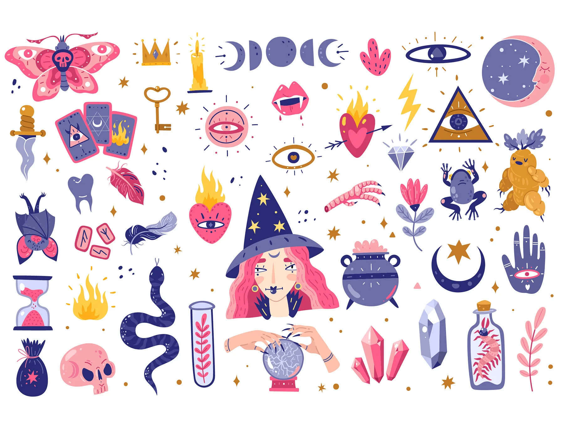 Magic icons doodles set 2
