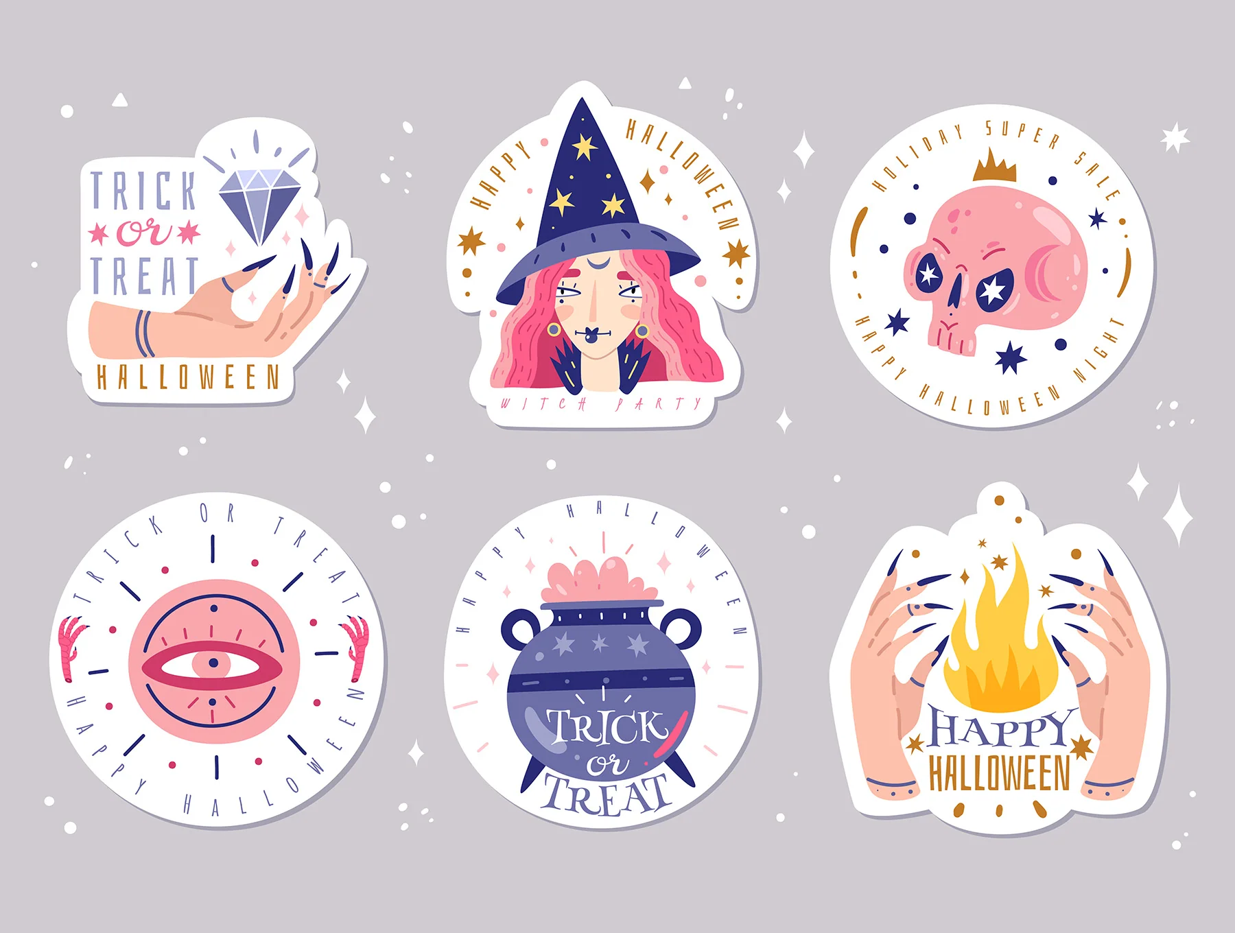 Magic icons doodles set 5