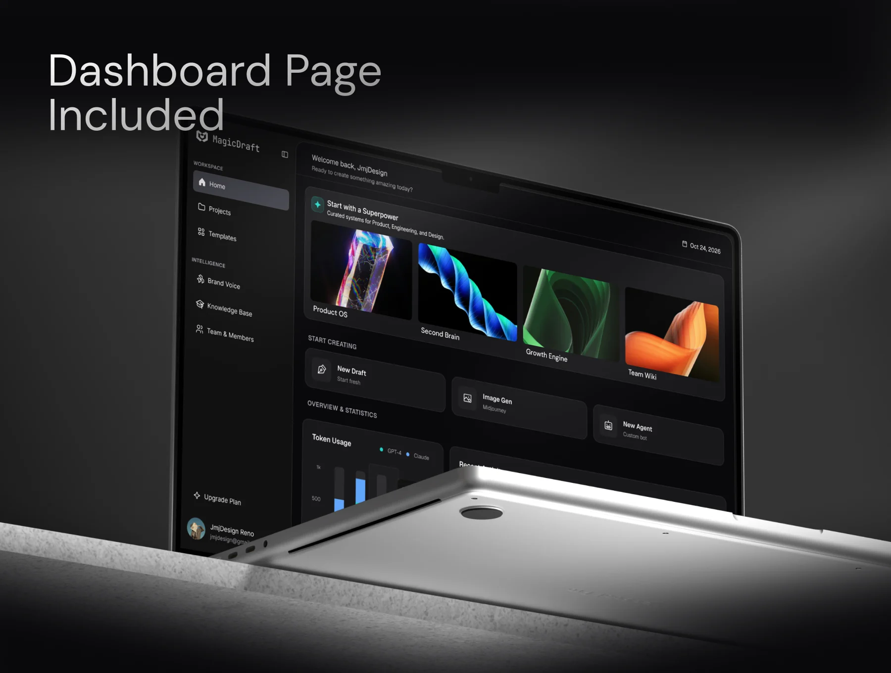 MagicDraft - AI & SaaS Dashboard UI Kit (Dark Mode) 2