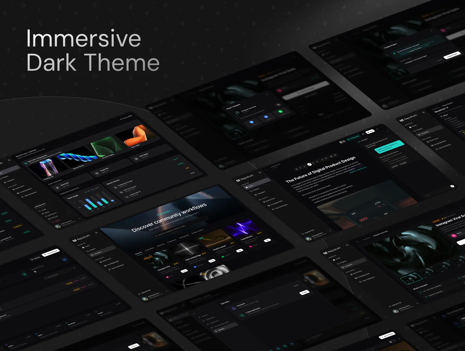 MagicDraft - AI & SaaS Dashboard UI Kit (Dark Mode) 6