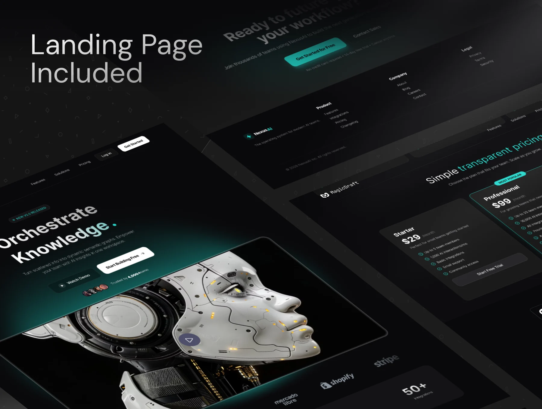 MagicDraft - AI & SaaS Dashboard UI Kit (Dark Mode) 7
