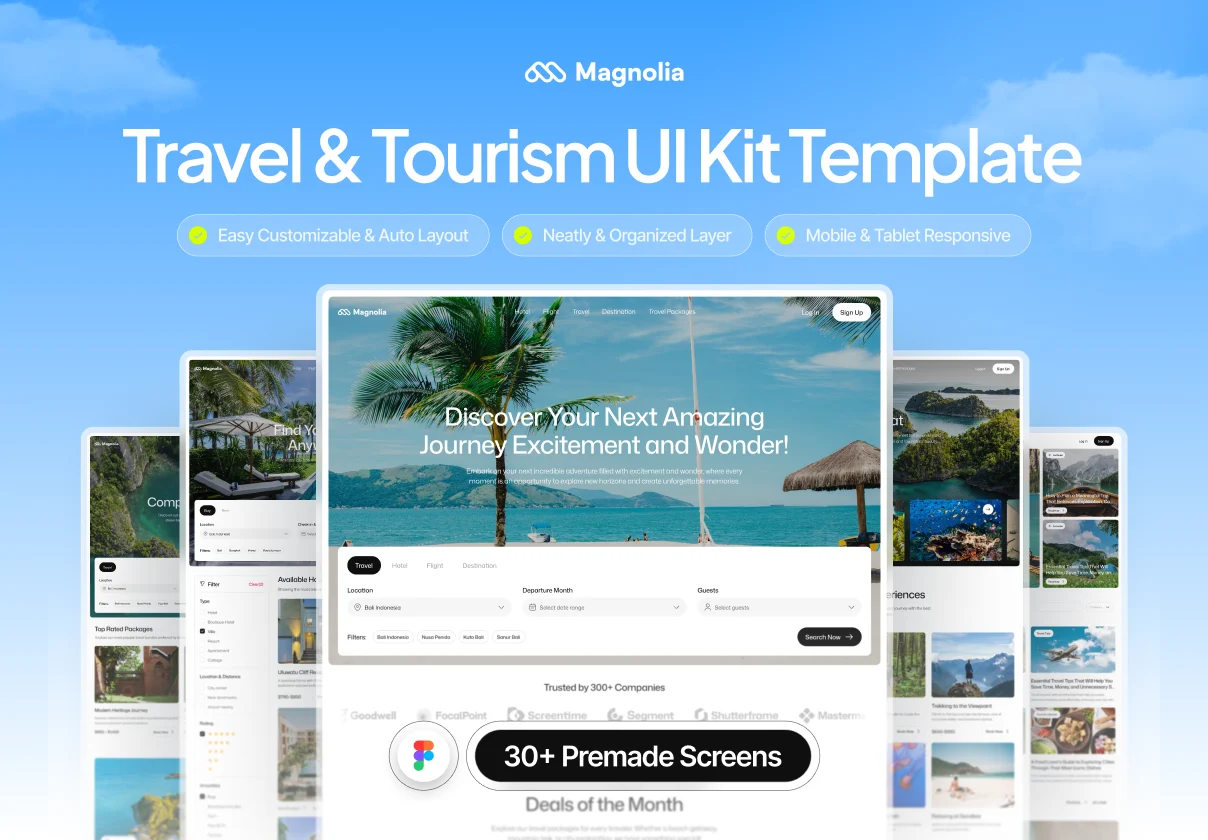 Magnolia - Travel & Tourism UI Kit Website