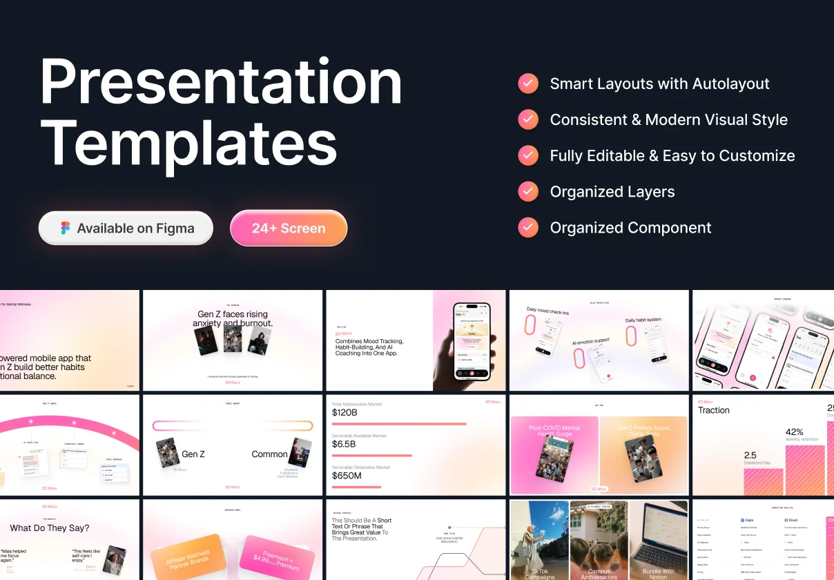 Maia – Modern Pitch Deck for Gen Z Wellness Startups