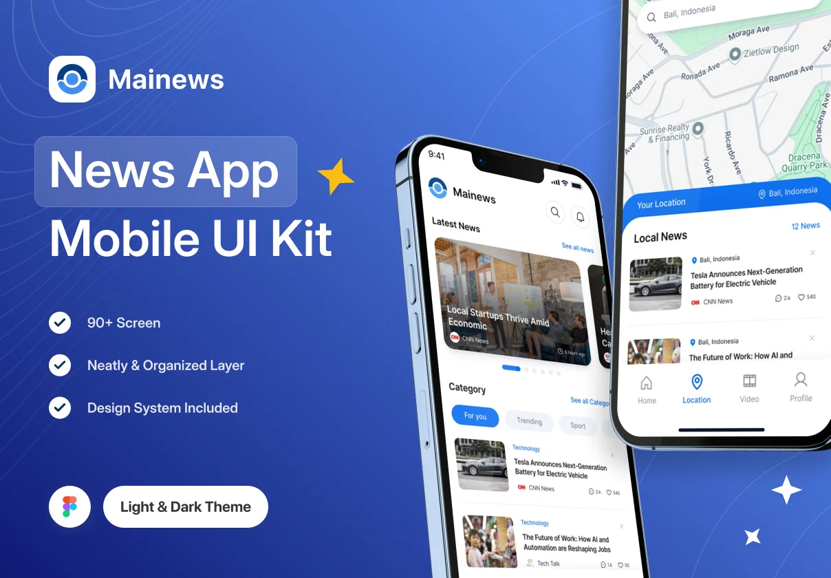 Mainews - News App Mobile UI Kit