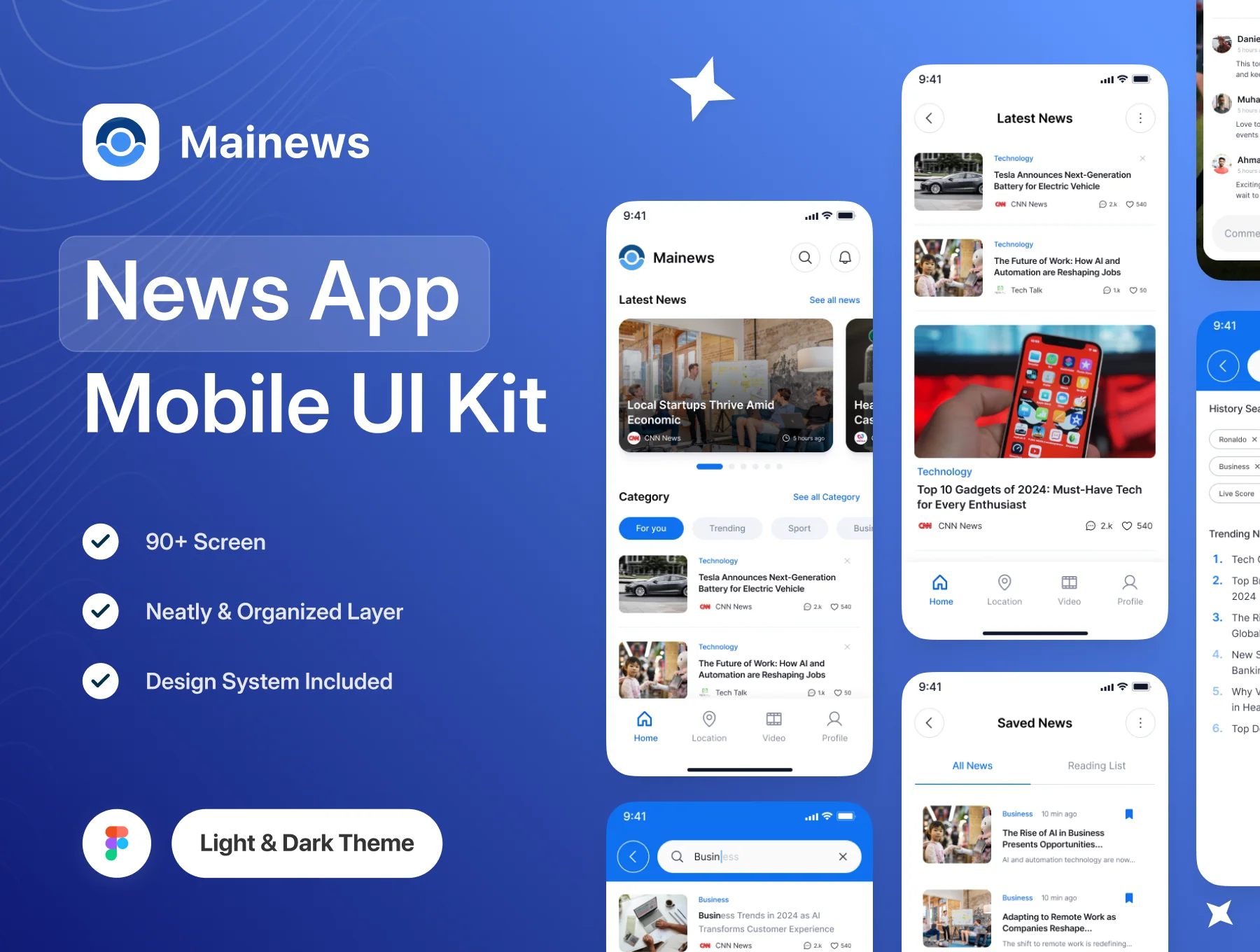 Mainews - News App Mobile UI Kit