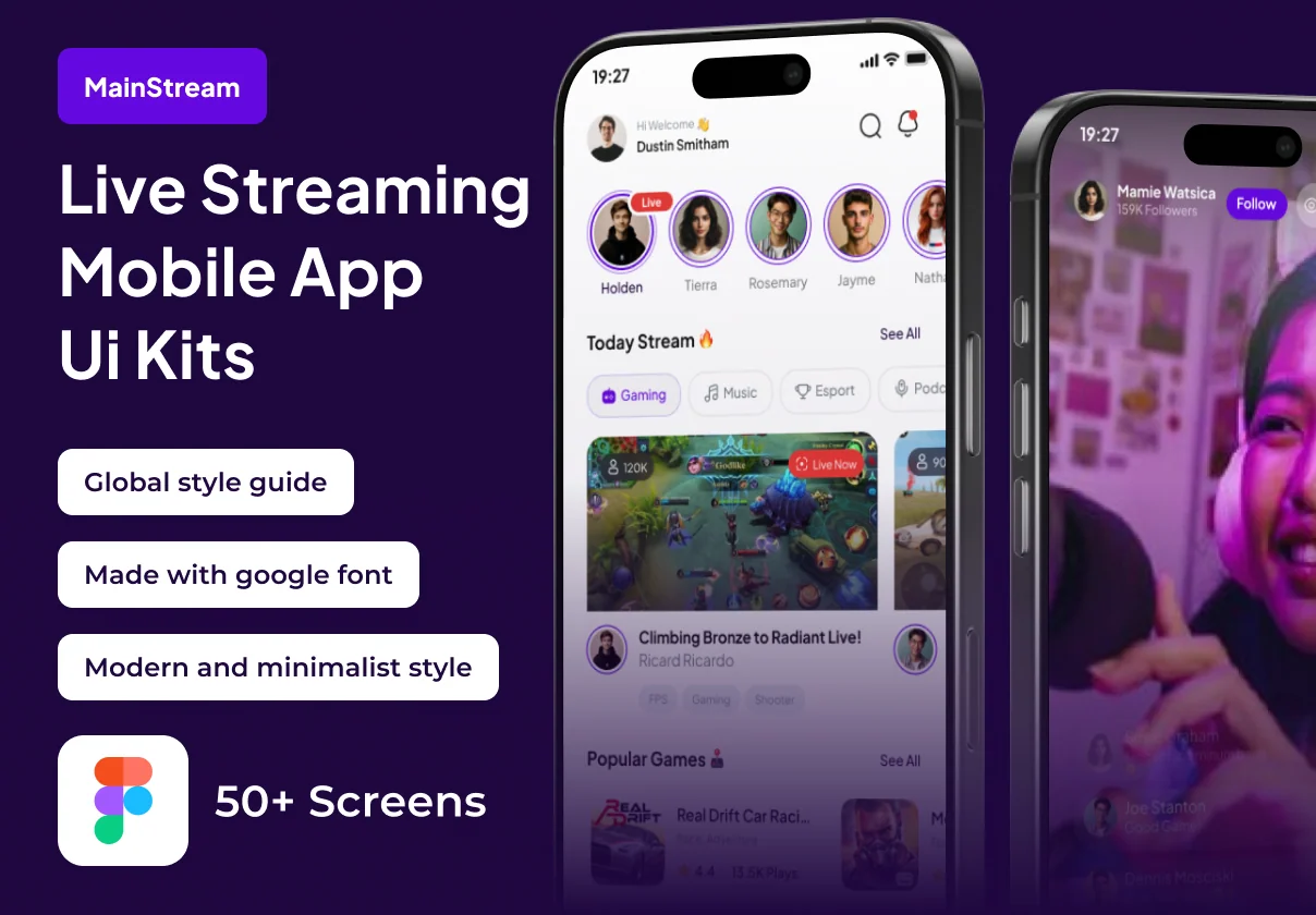 MainStream - Live Streaming Game Premium UI KIts App