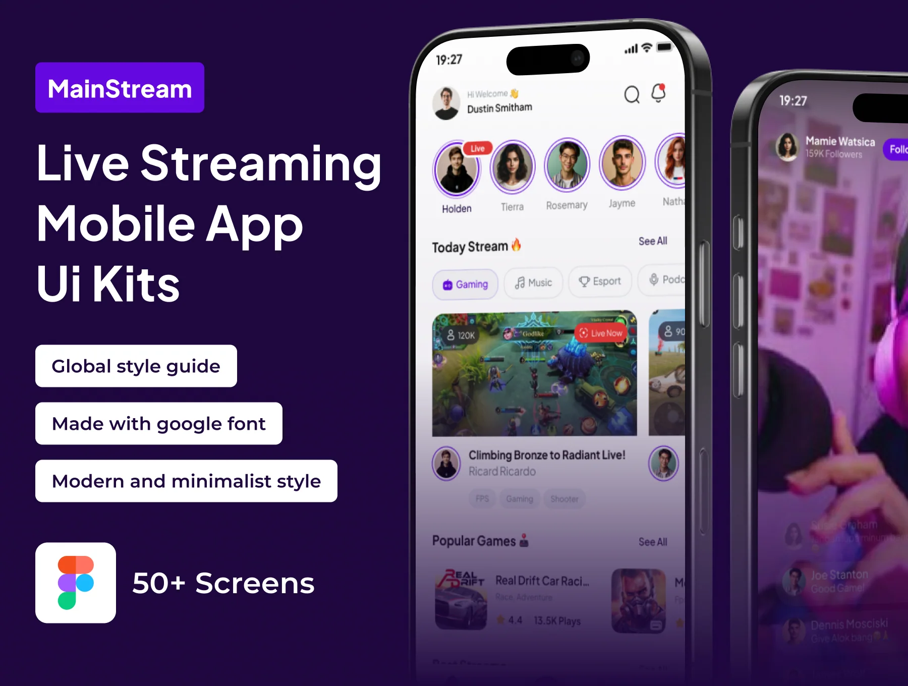 MainStream - Live Streaming Game Premium UI KIts App