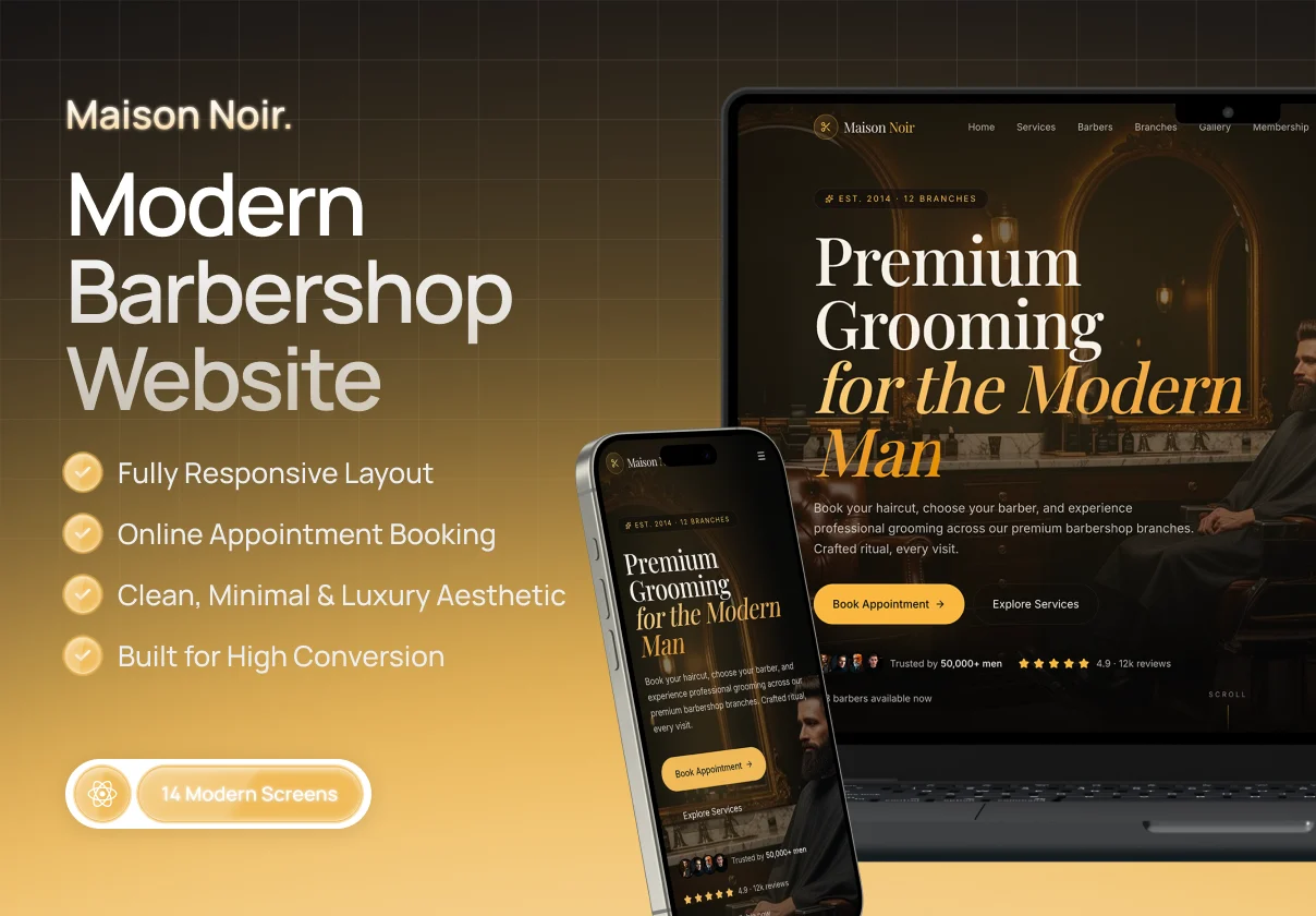Maison Noir – Modern Barbershop Website Template
