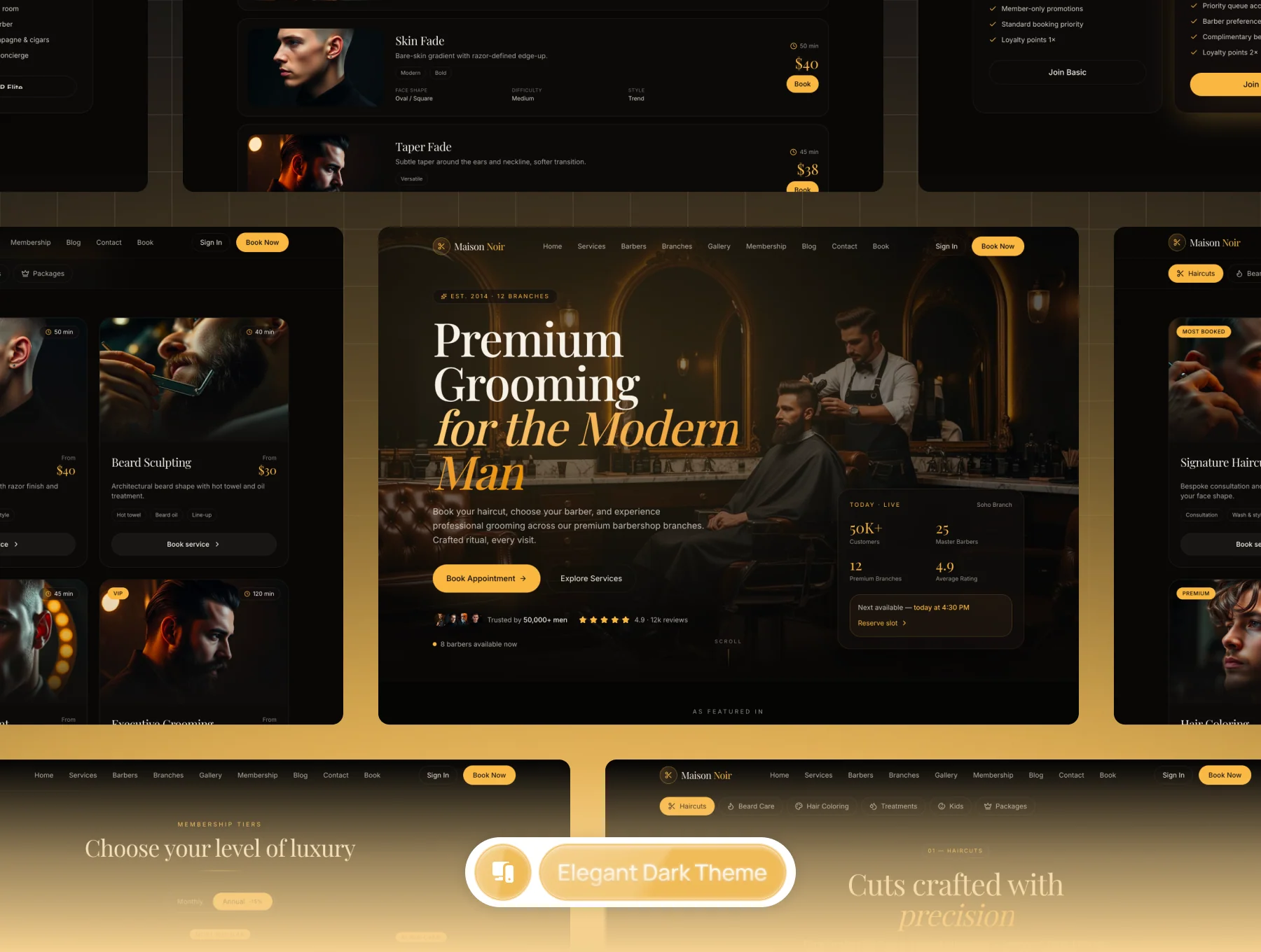 Maison Noir – Modern Barbershop Website Template 3