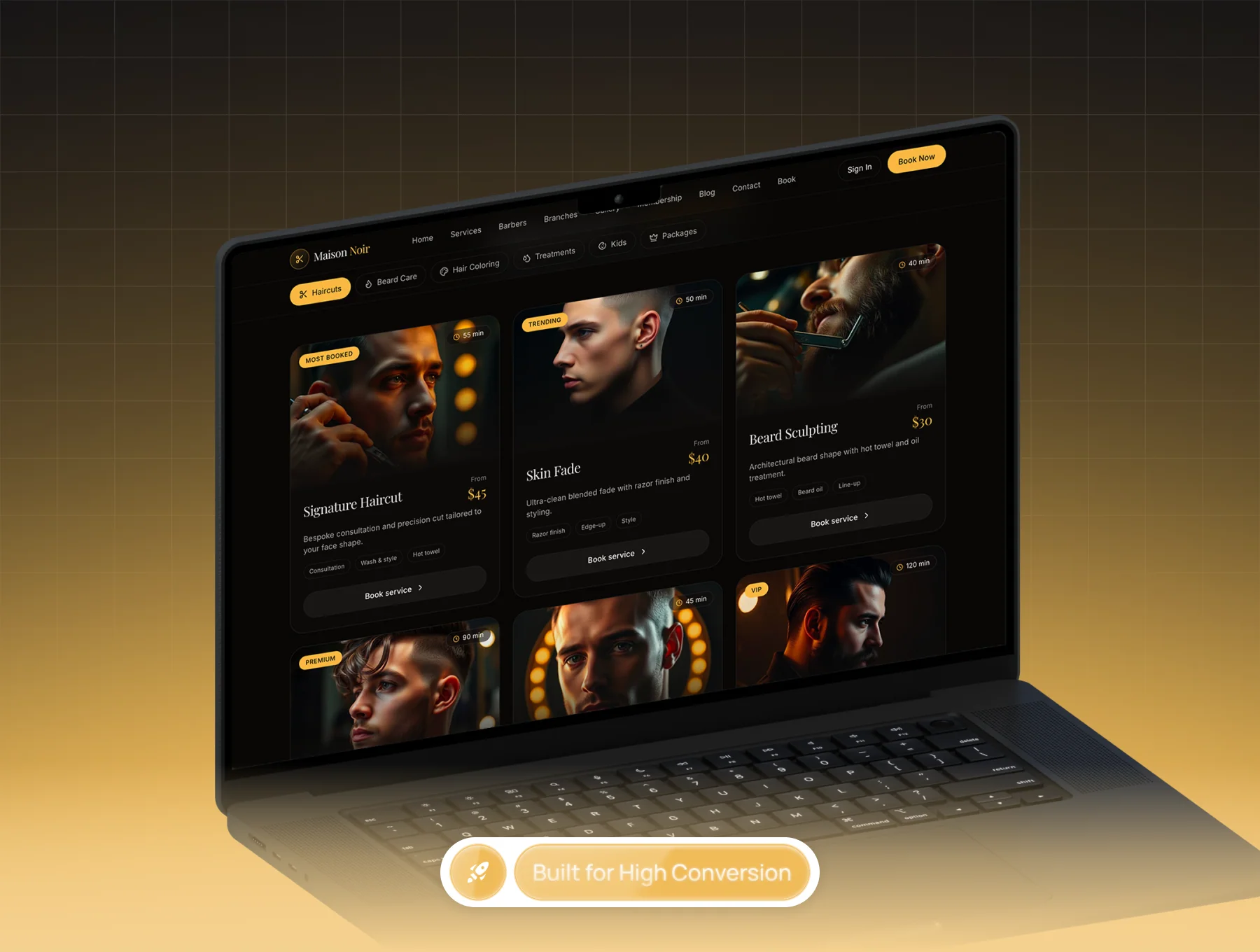 Maison Noir – Modern Barbershop Website Template 5